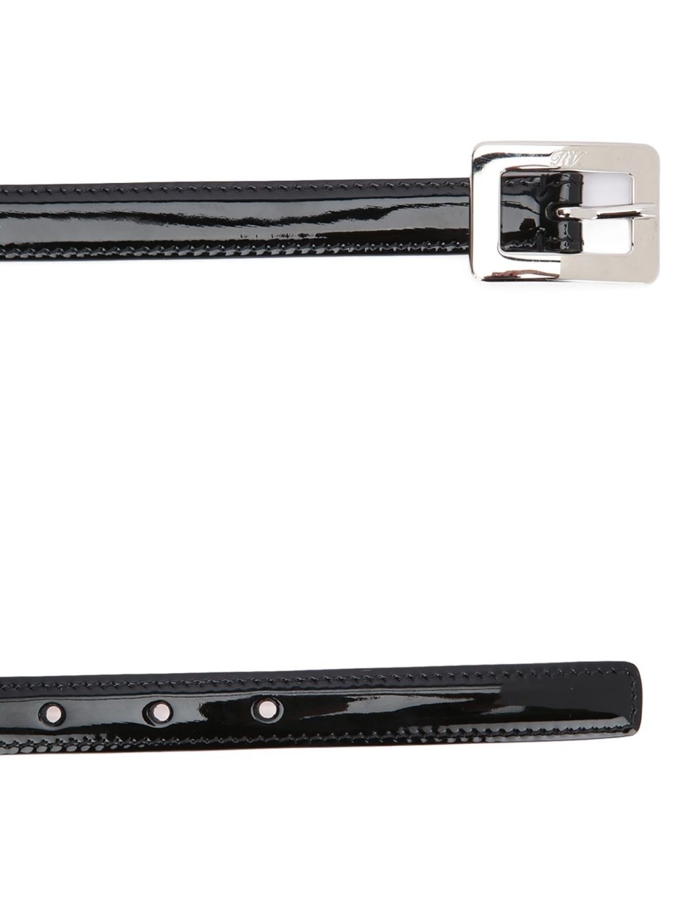 patent leather double buckle belt - 2