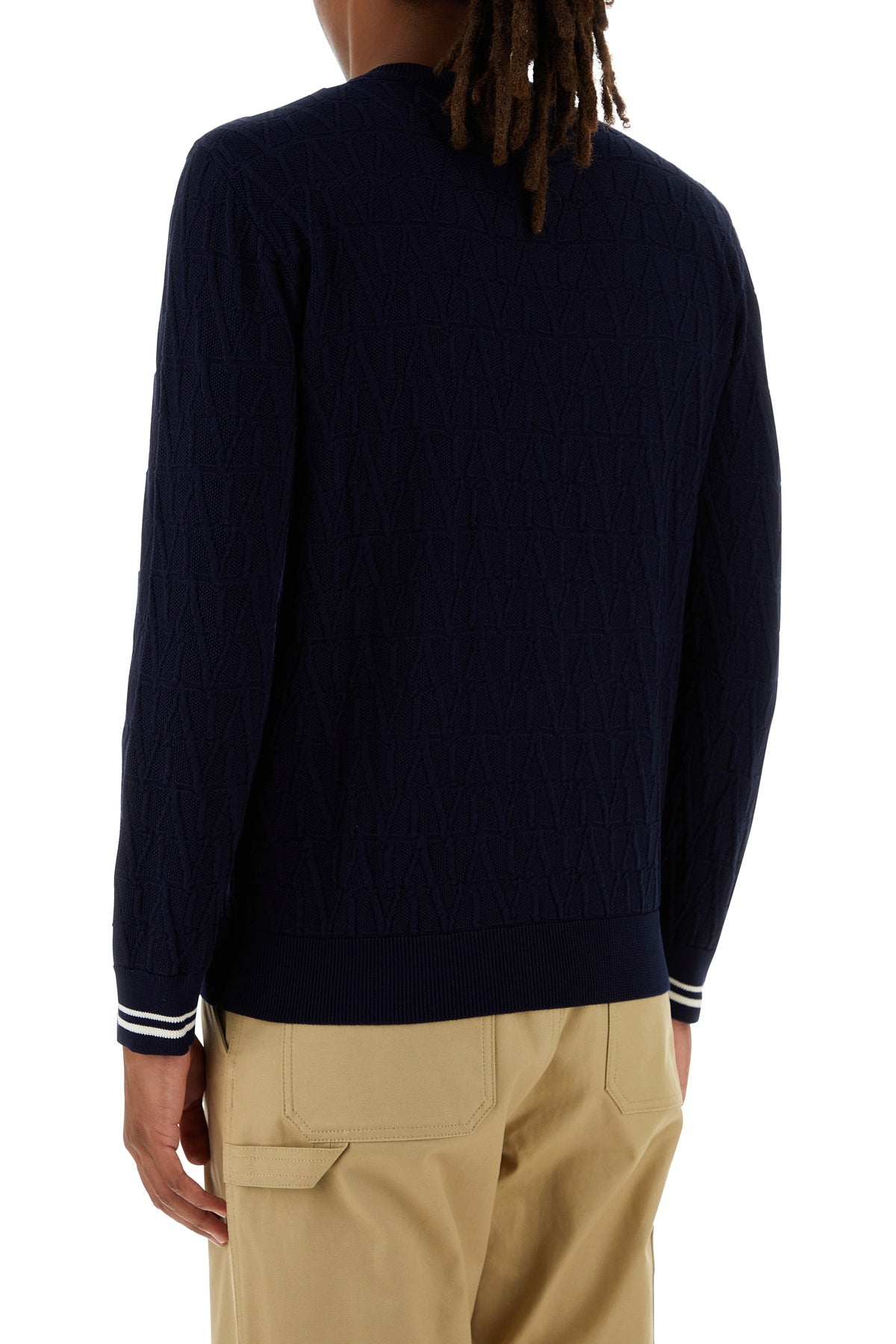 Dark blue cotton sweater - 4