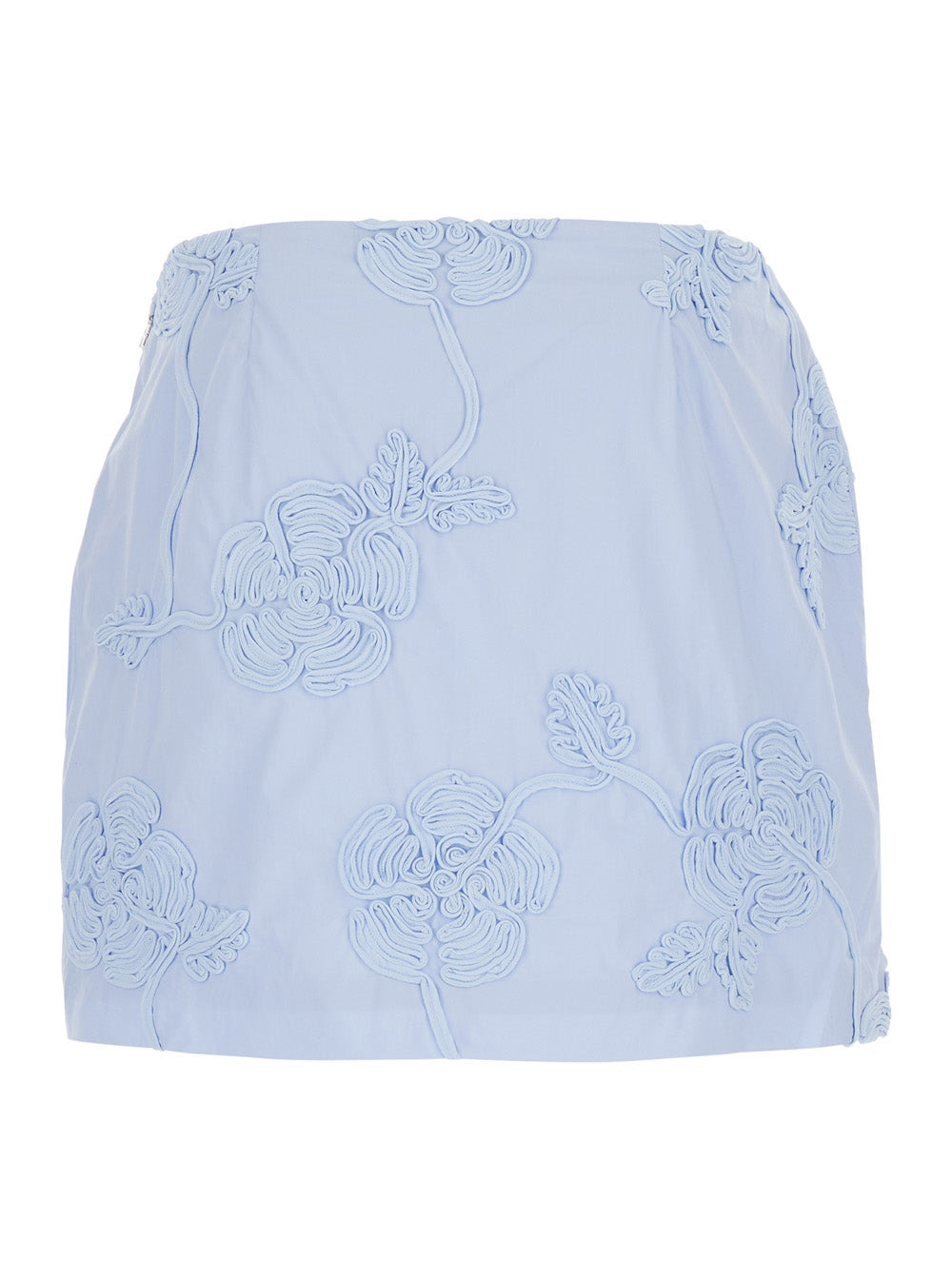 Rotate Women Light Blue Mini Skirt With Low Waist And All-Over Floral Motif In Cotton Woman - 2