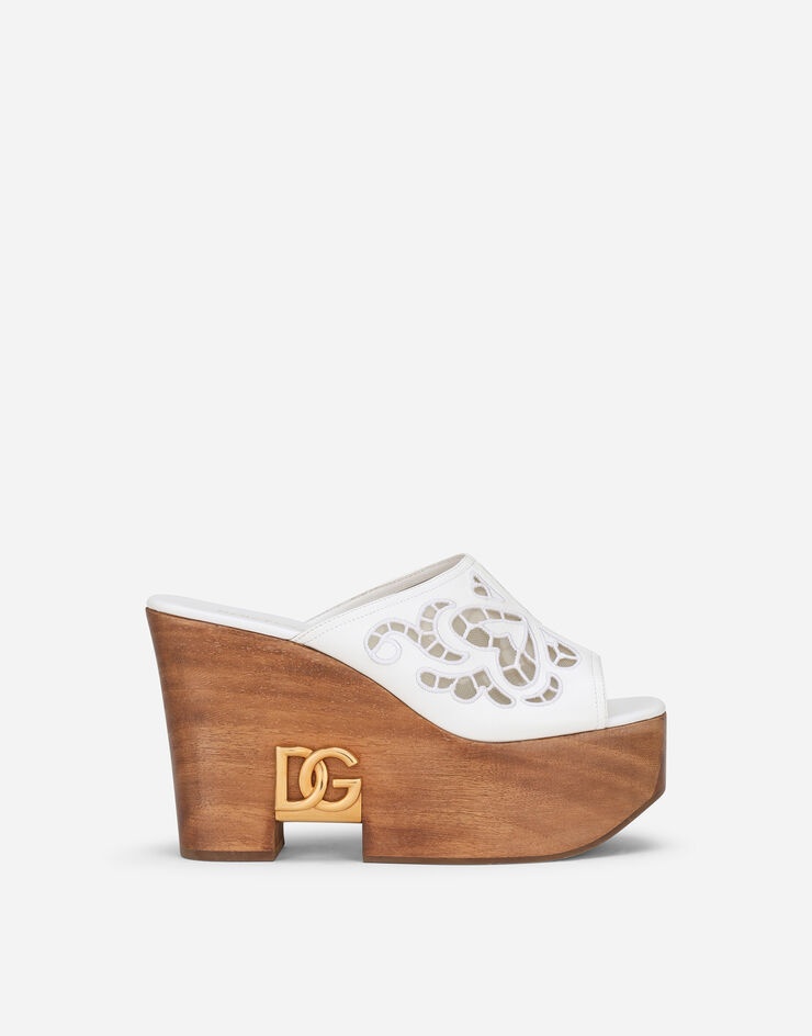 Embroidered nappa leather wedges - 1