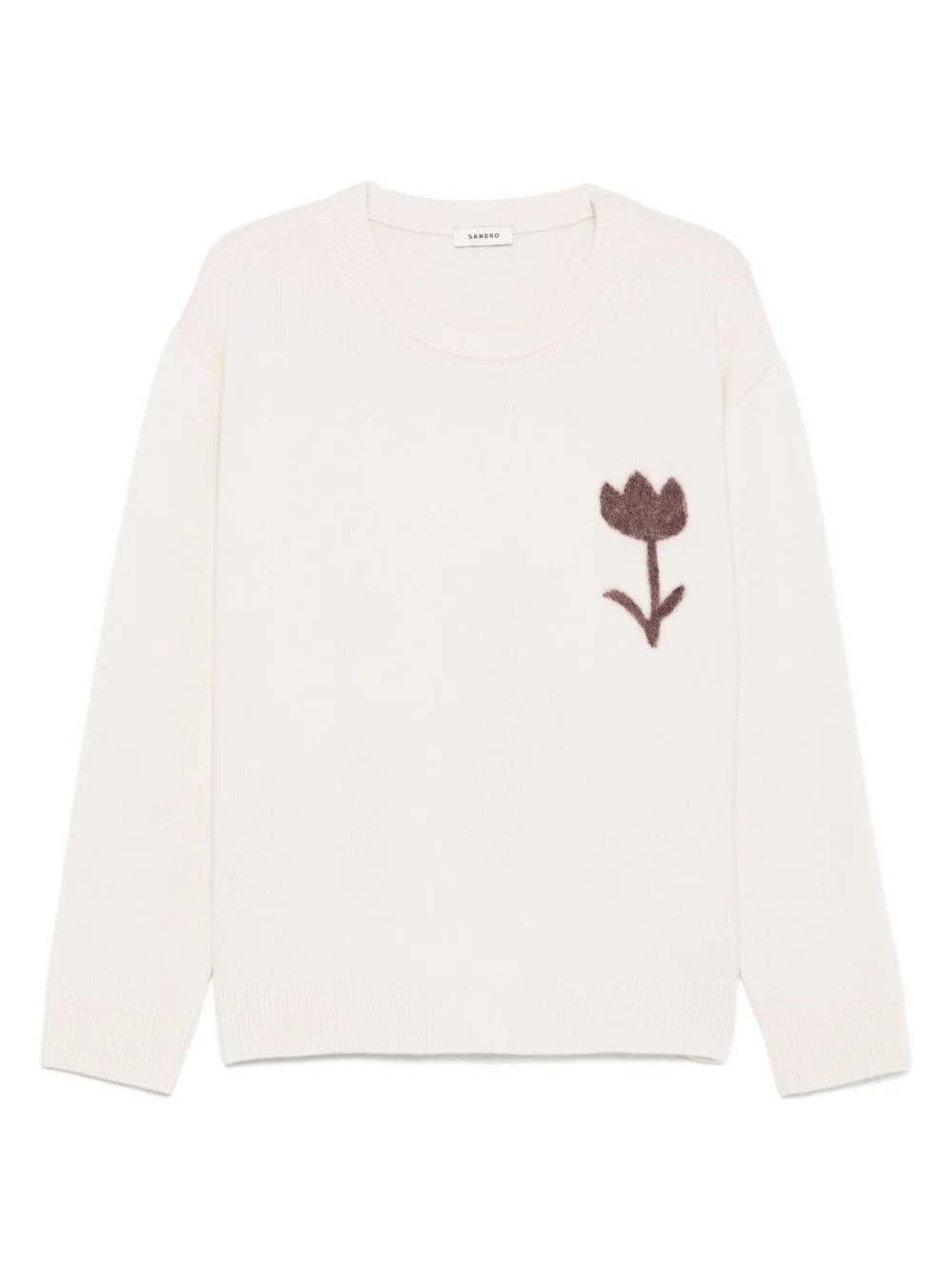 flower-applique crew-neck sweatshirt - 1