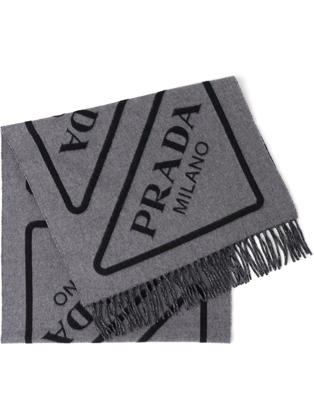 intarsia-logo fringed scarf - 1