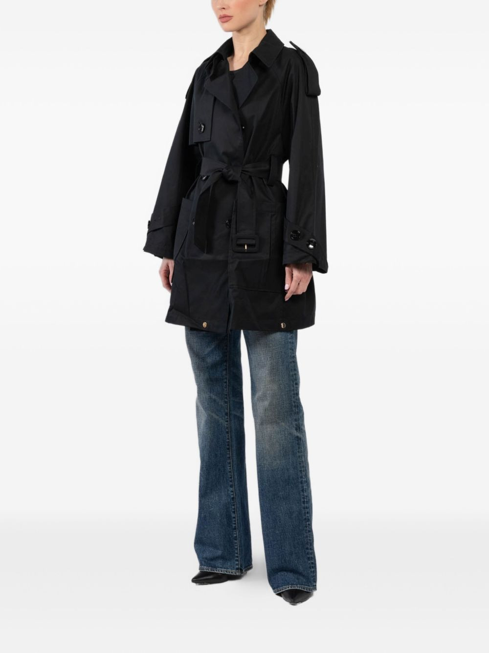 belted double-breasted trench coat - 3