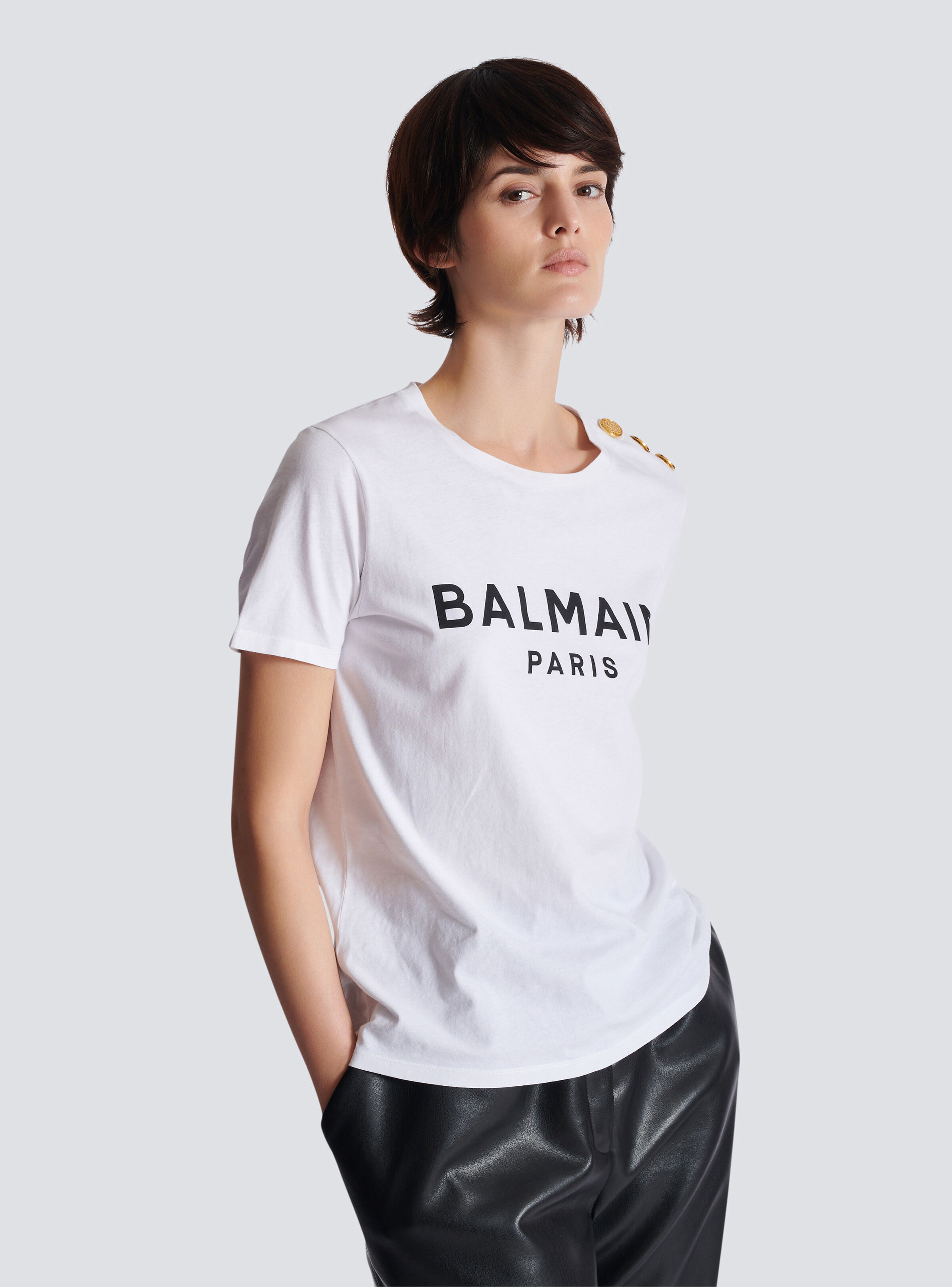 Eco-designed cotton T-shirt with Balmain logo print - 6