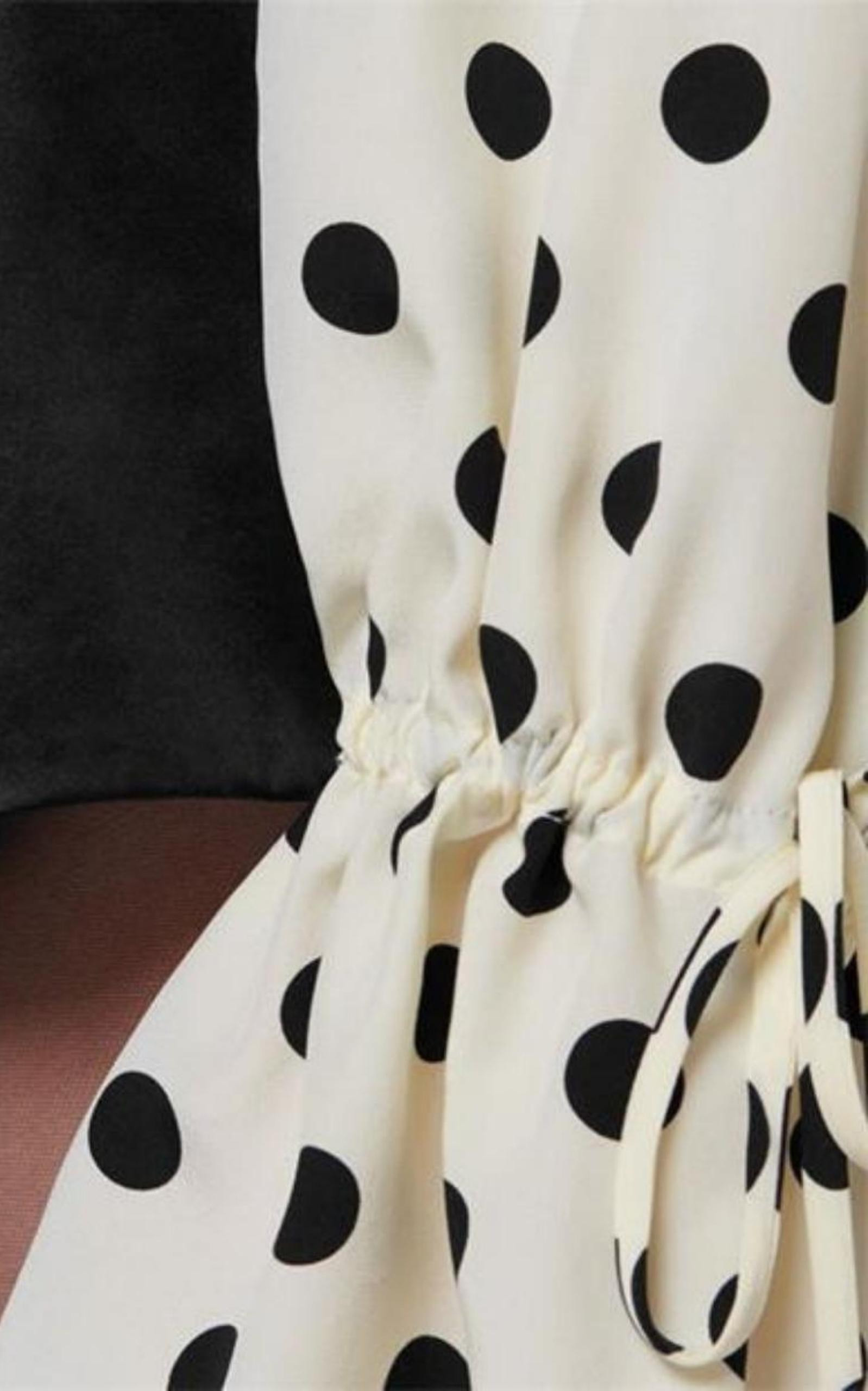 Ruffle-collar Polka-dot Print Silk Blouse - 5