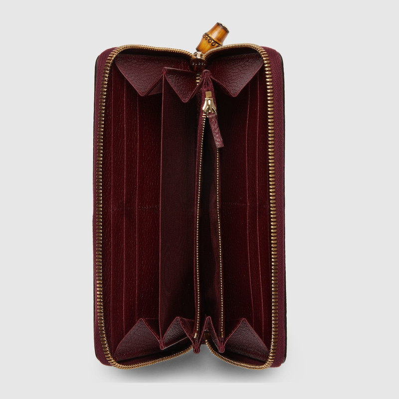 GUCCI Double G zip wallet with bamboo outlook