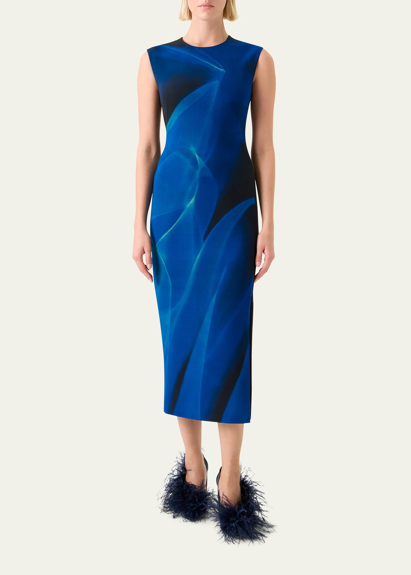 Printed Double-Face Wool Midi Dress - 2