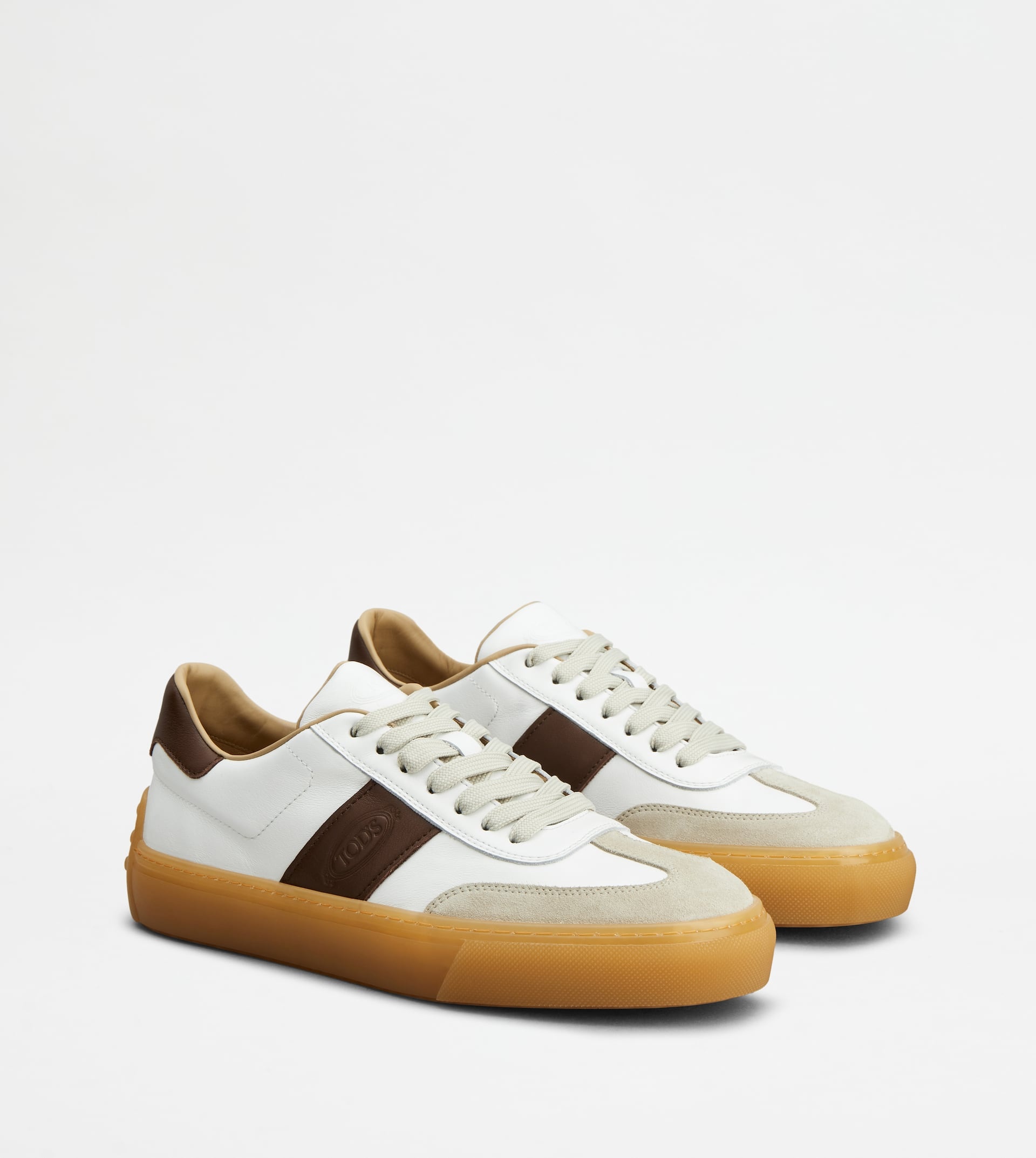 TOD'S SNEAKERS IN LEATHER - WHITE, BEIGE, BROWN - 2