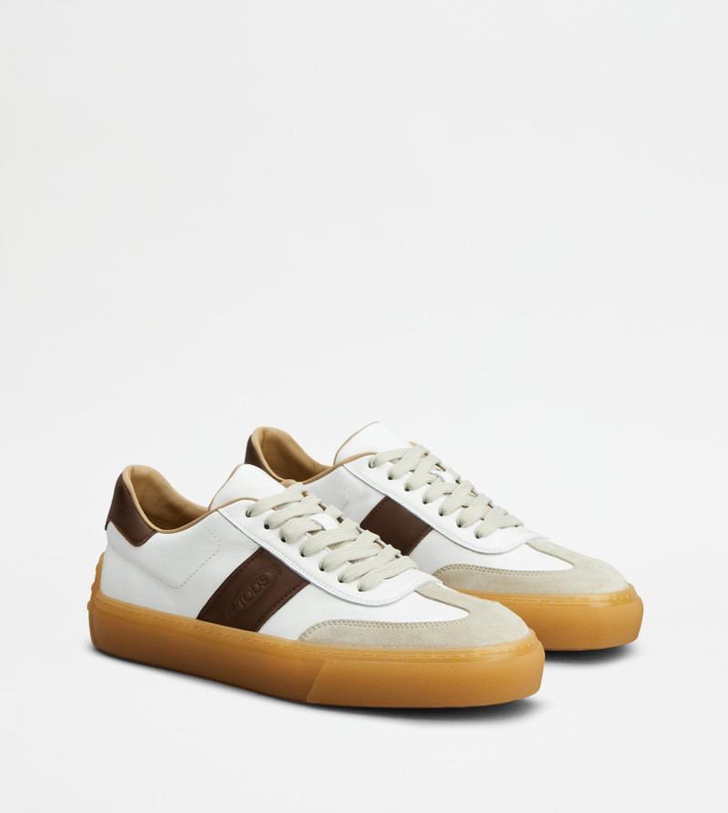 TOD'S SNEAKERS IN LEATHER - WHITE, BEIGE, BROWN 2