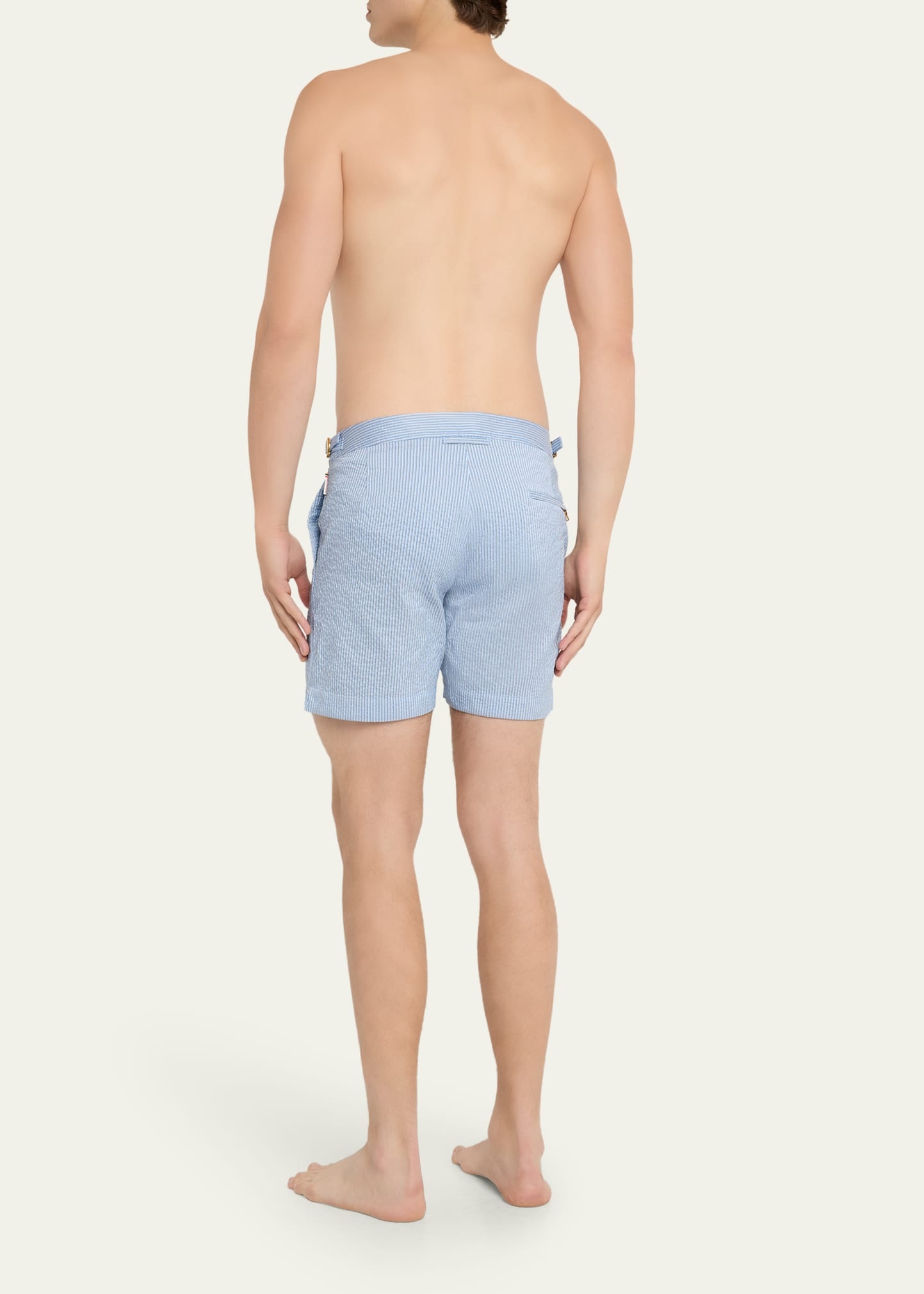 Men's Seersucker Stripe Mid-Length Swim Shorts - 3