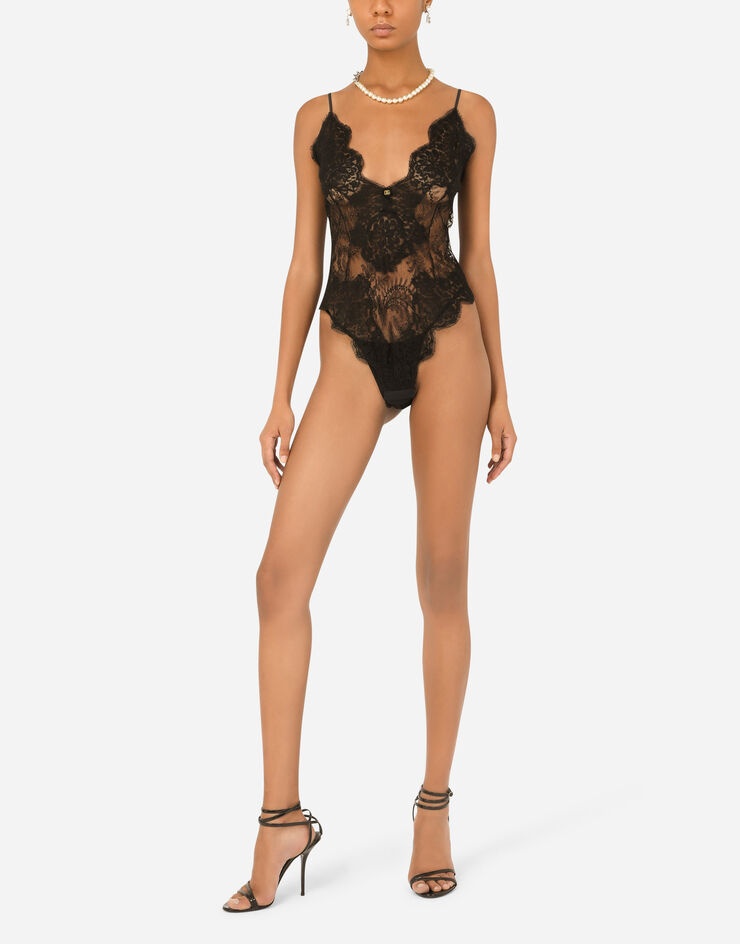 Lace bodysuit with plunging neckline - 2