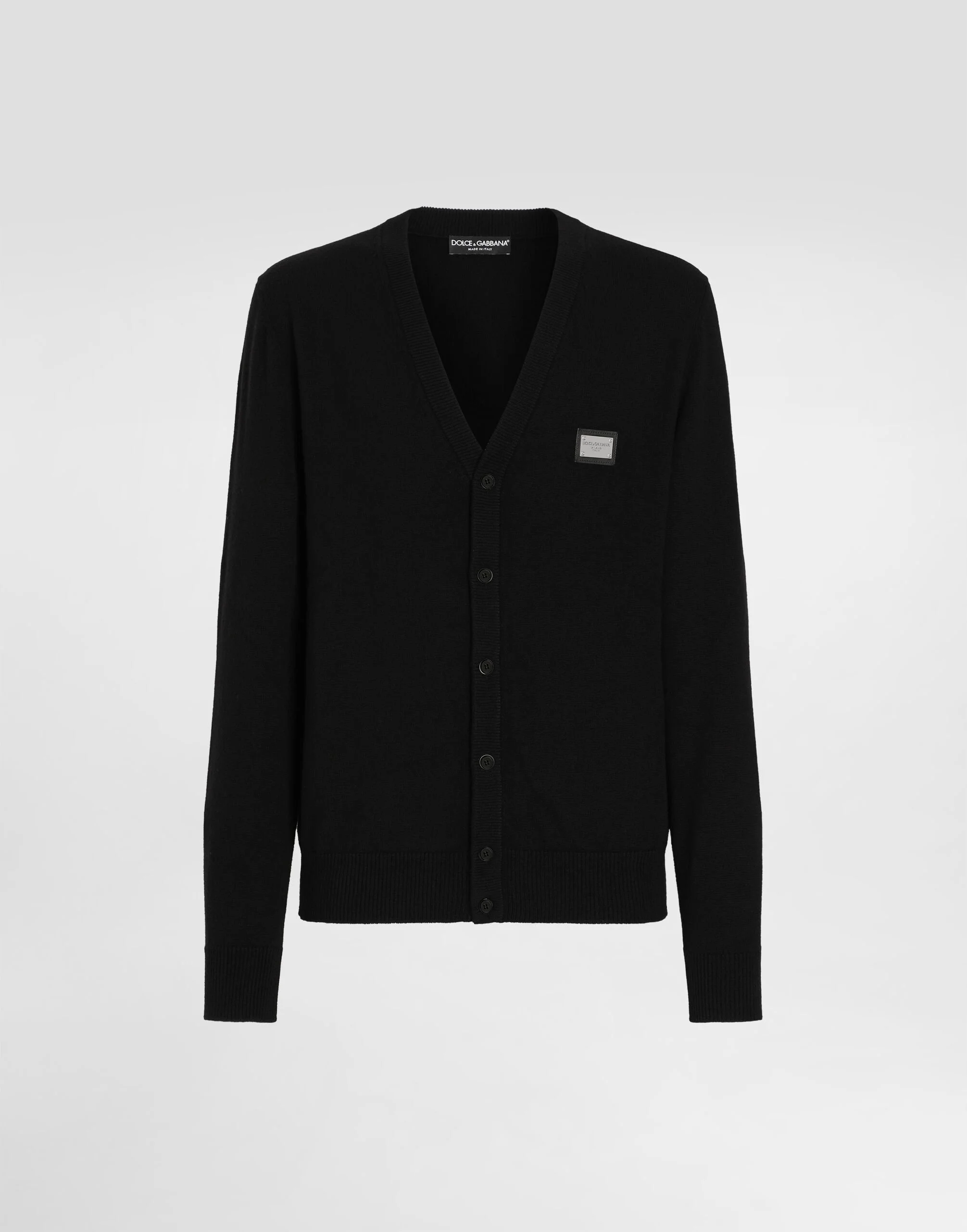 Cashmere and wool cardigan with branded tag - 1