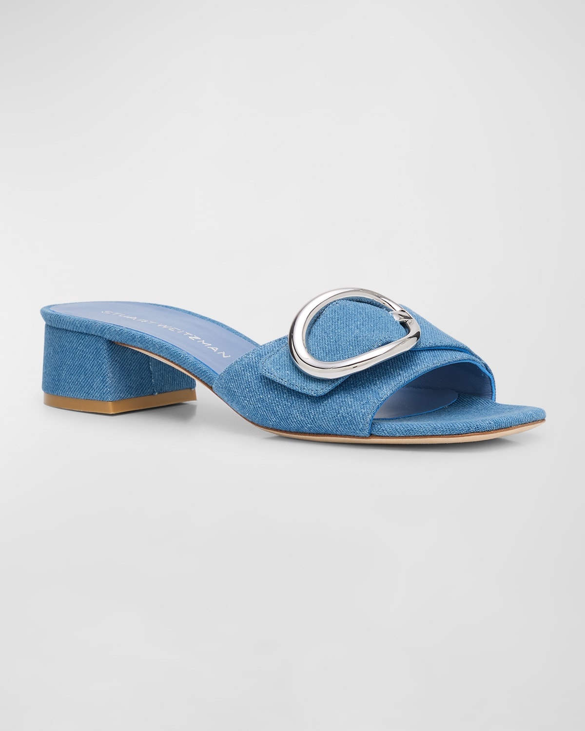 Benni Denim Buckle Slide Mule Sandals - 3