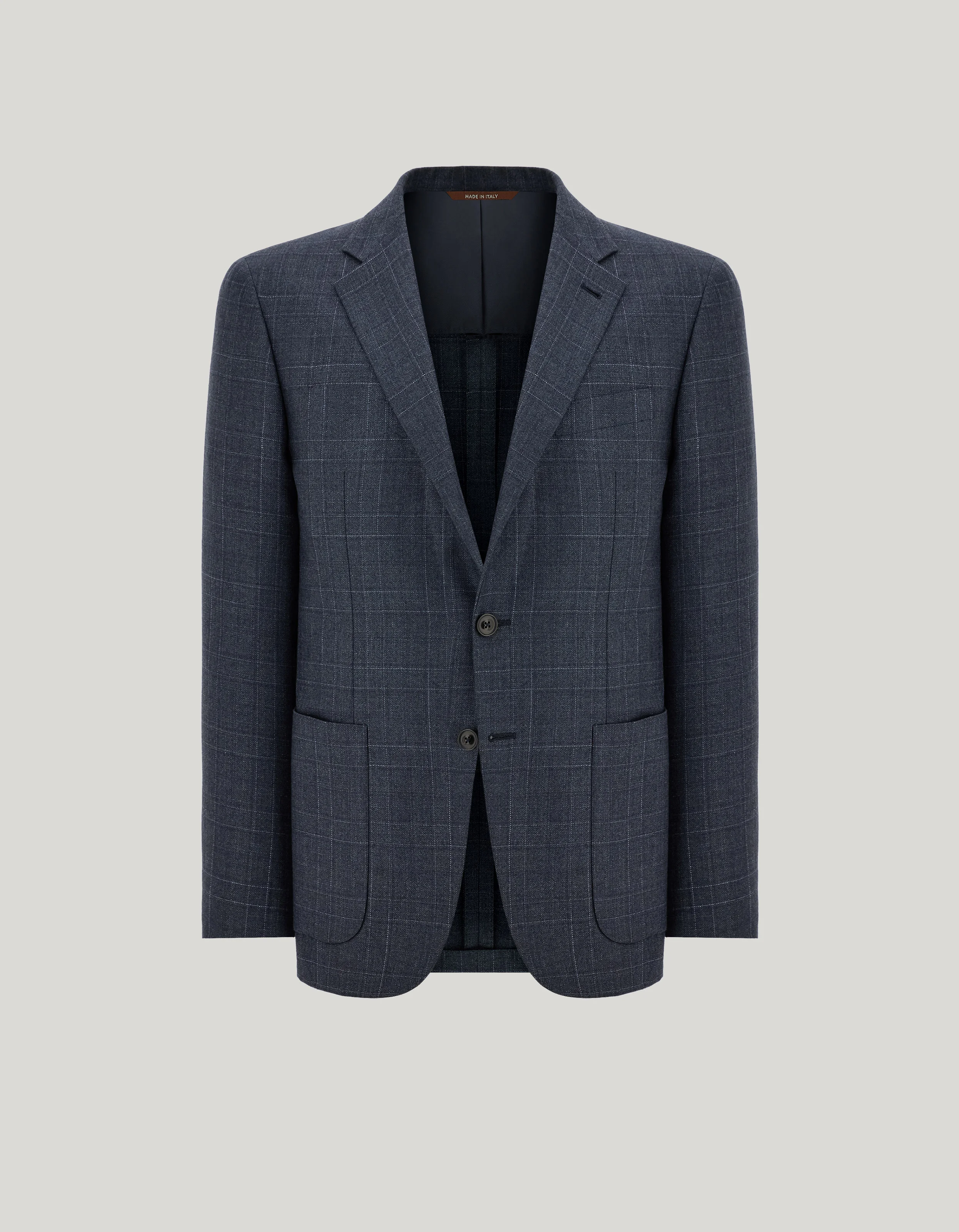 BLUE AND GREEN SILK AND CASHMERE MODERN-FIT OVERCHECK KEI JACKET - 1