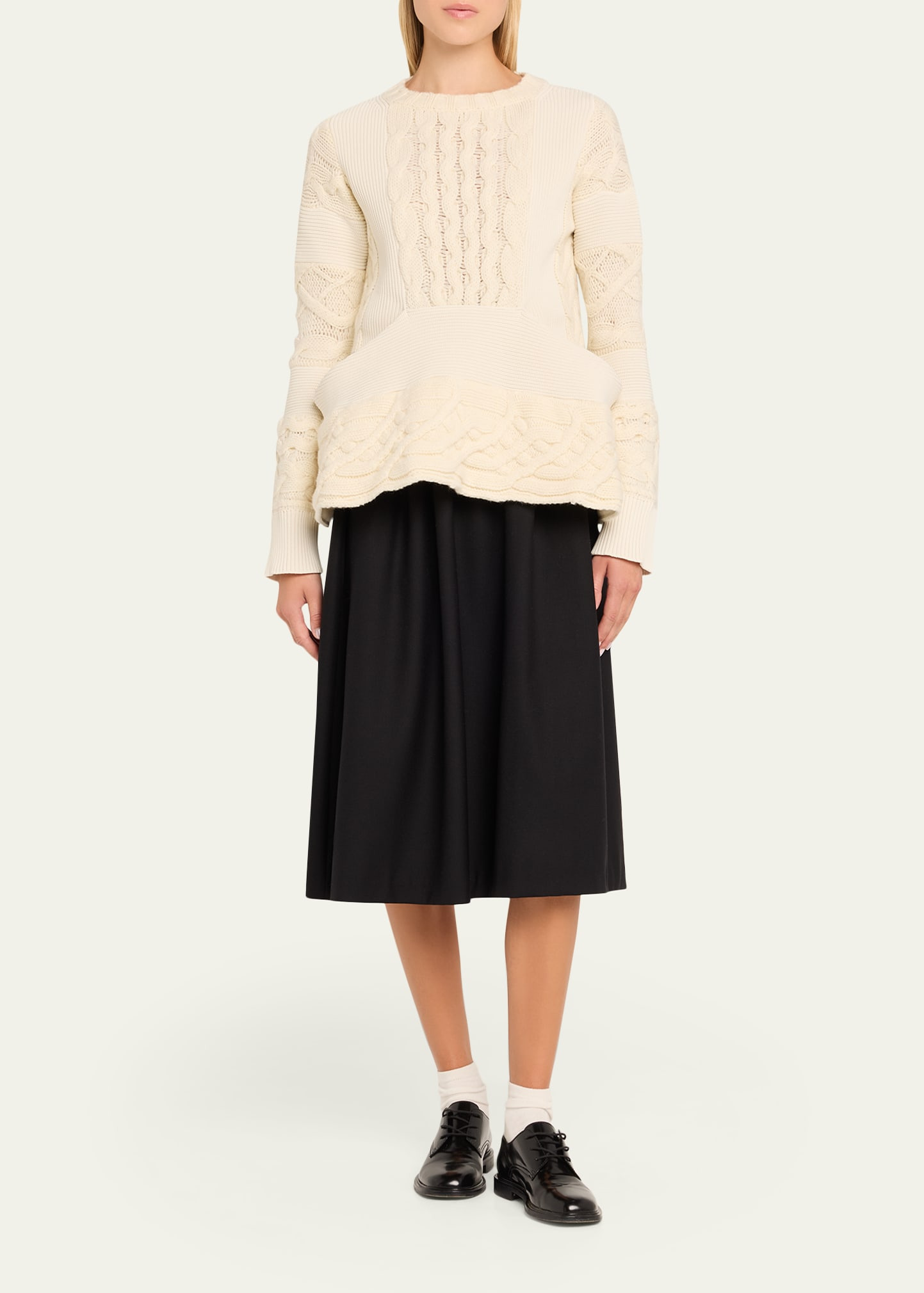 Cable Knit Peplum Sweater - 2