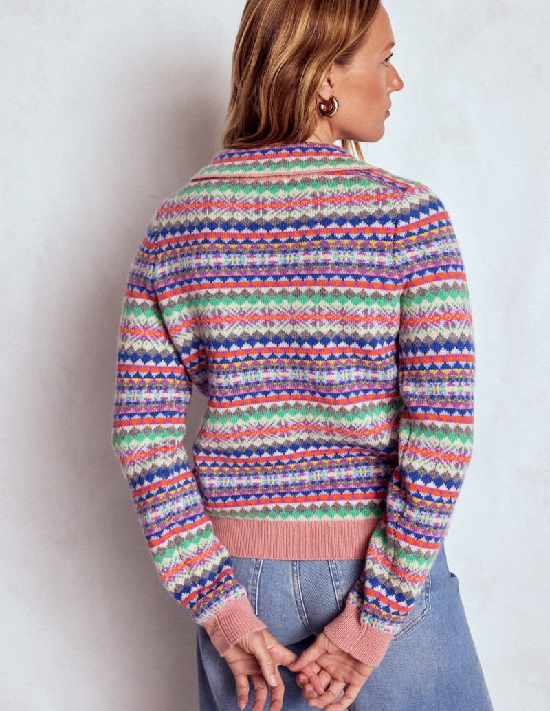 Edie Fair Isle Knitted Shirt-Pink Heritage Fair Isle 5