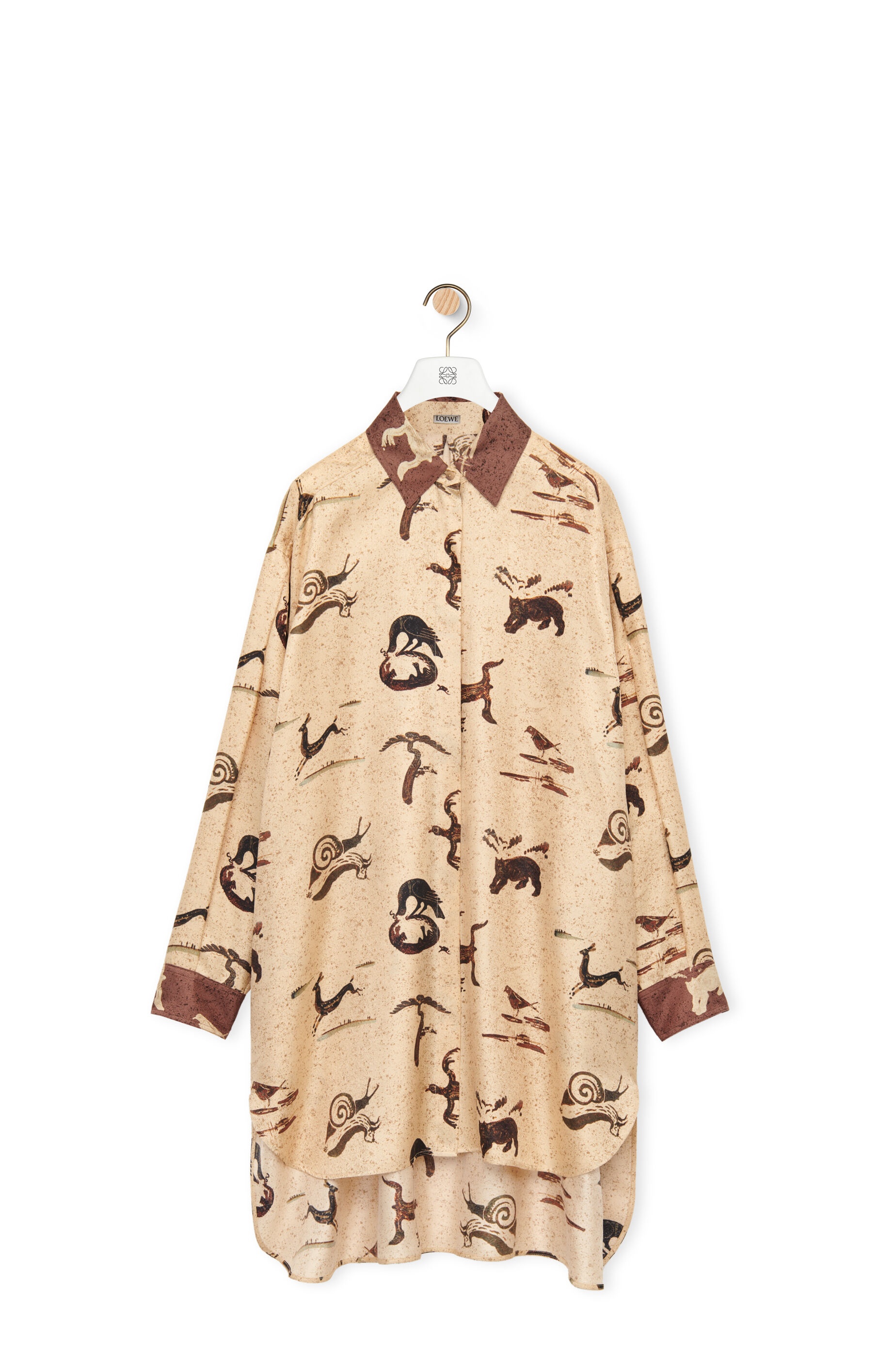 Animal print oversize shirt in silk - 1