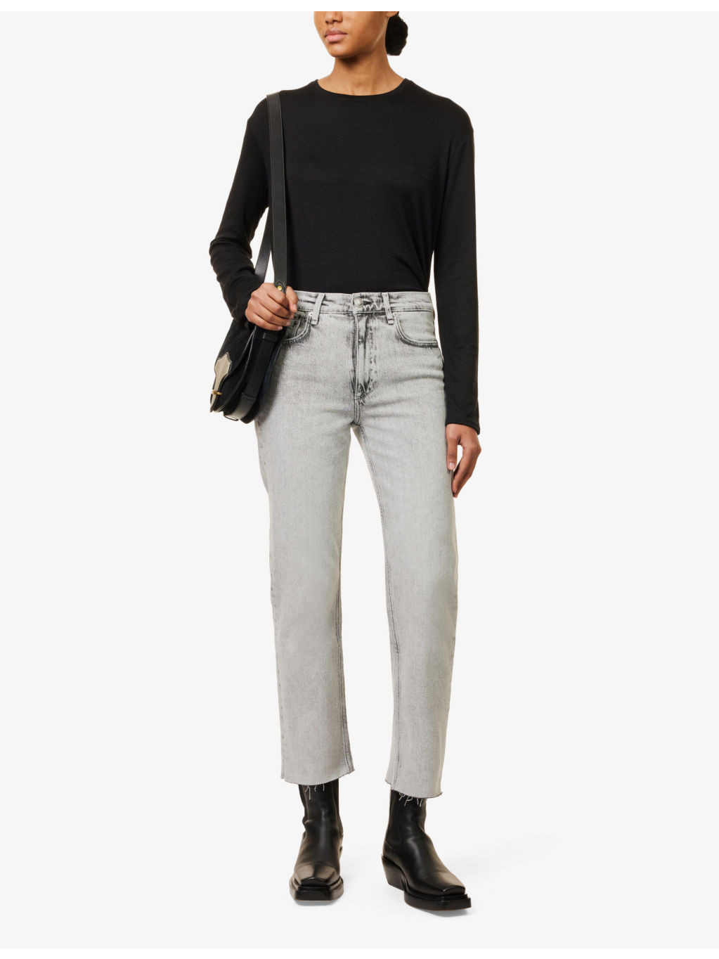 Split-hem long-sleeved woven top - 2