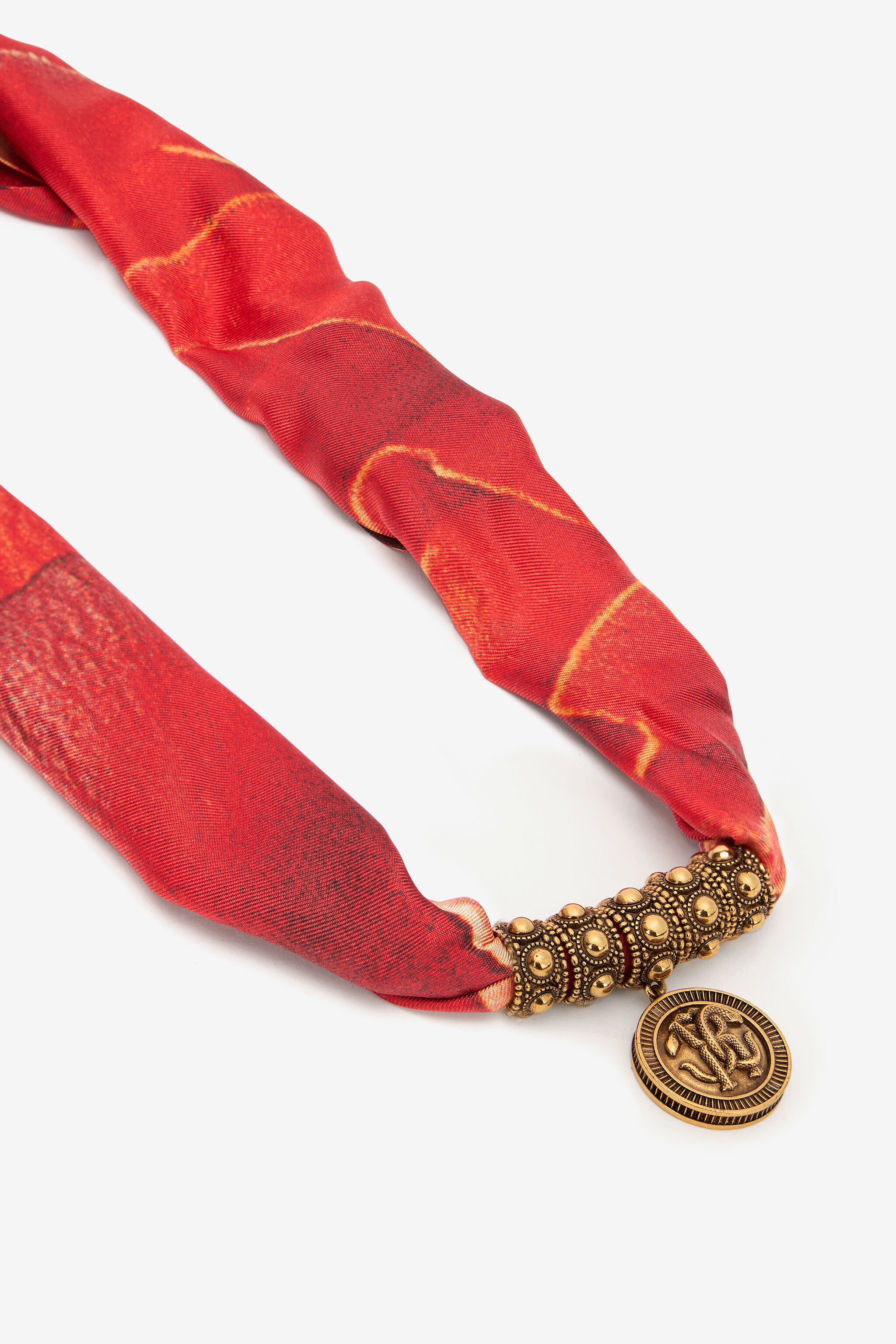 Necklace in metal and printed silk - 5