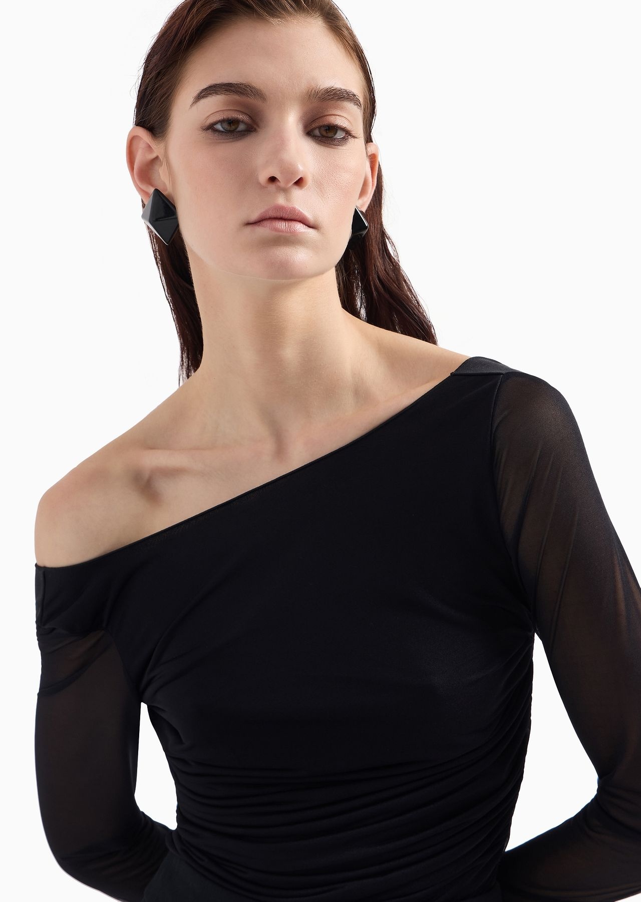 Draped chiffon jersey jumper - 5