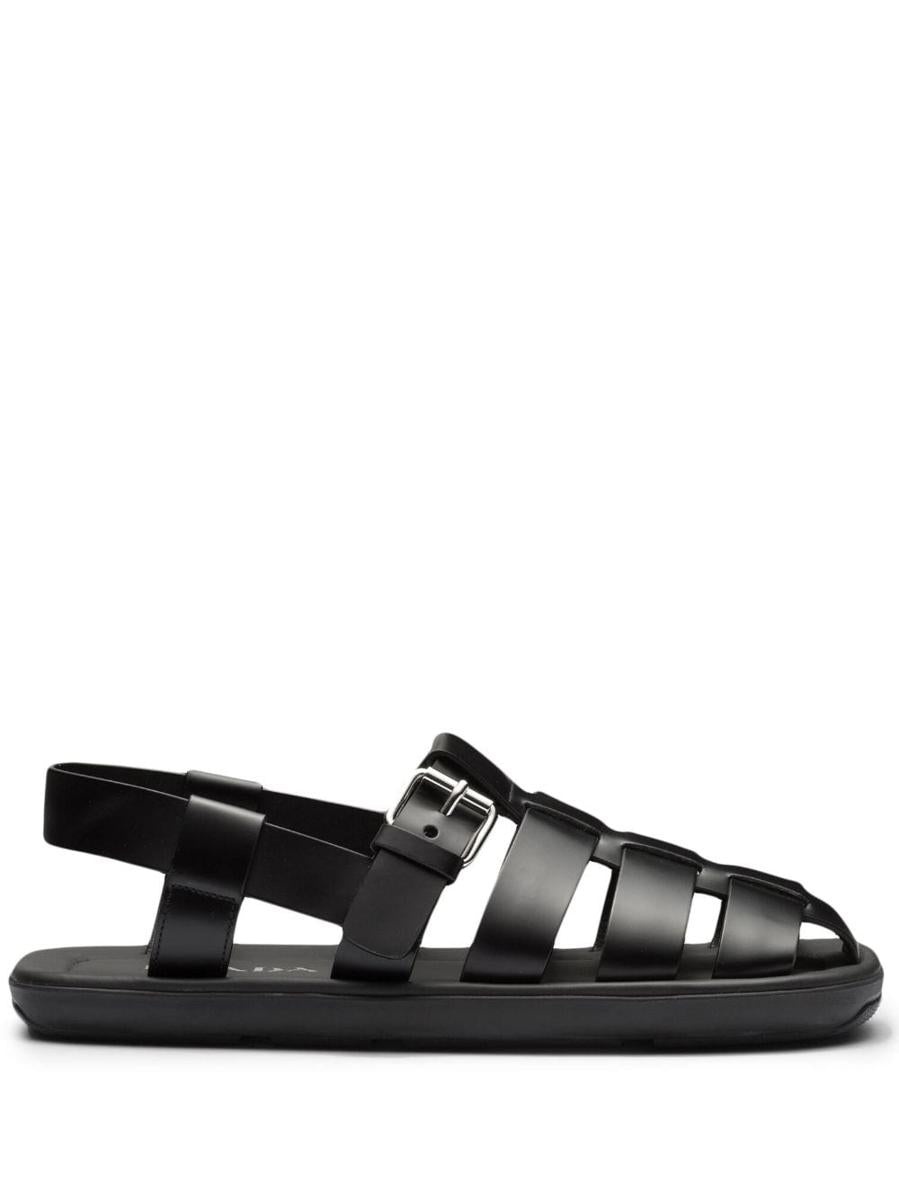 PRADA INTERWOVEN STRAPS FLAT SANDALS - 1