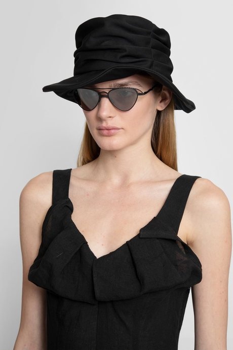 Yohji yamamoto women's black gabardine drape cloche - 5