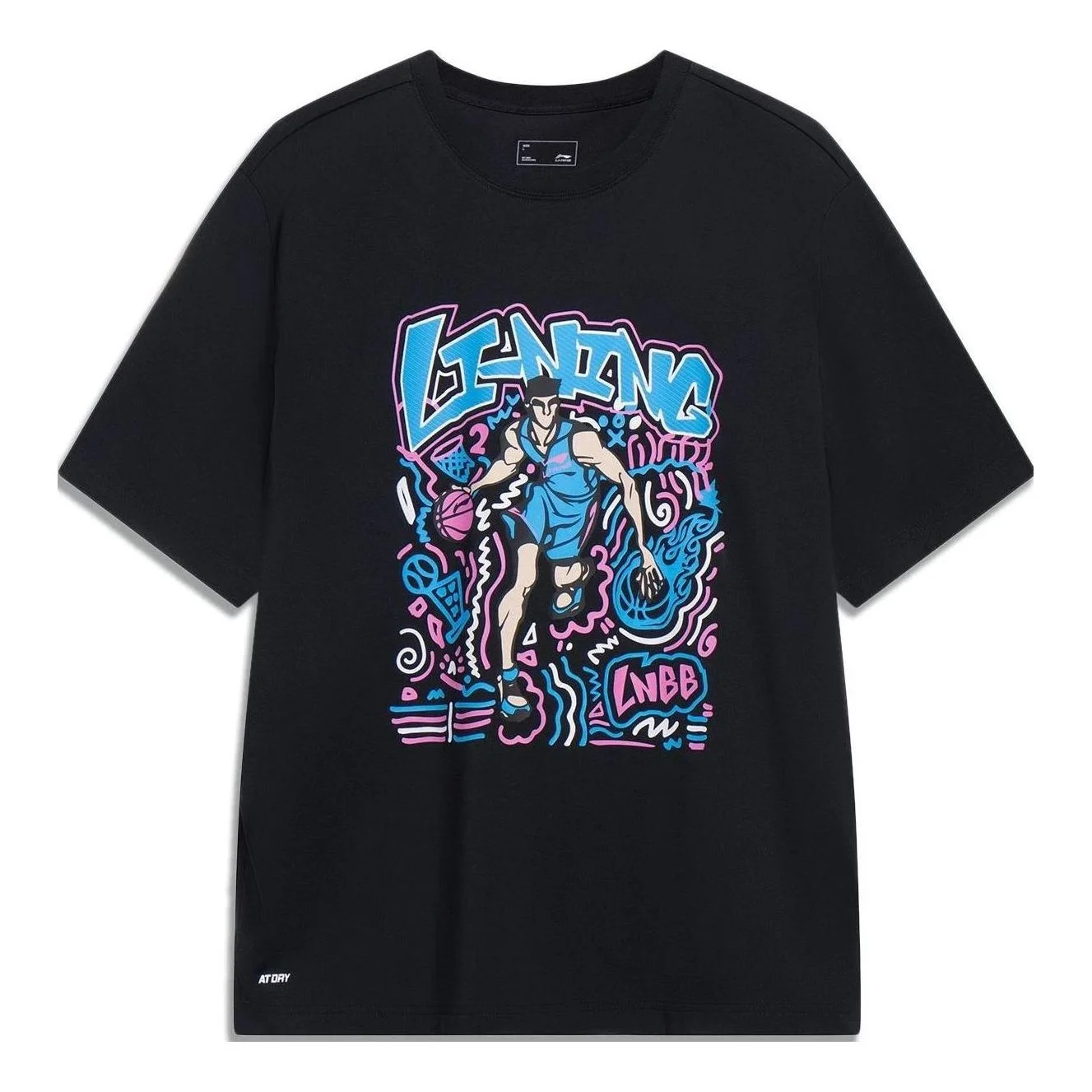 Li-Ning Hoops Comics Graphic T-shirt 'Black' AHST569-2 - 1