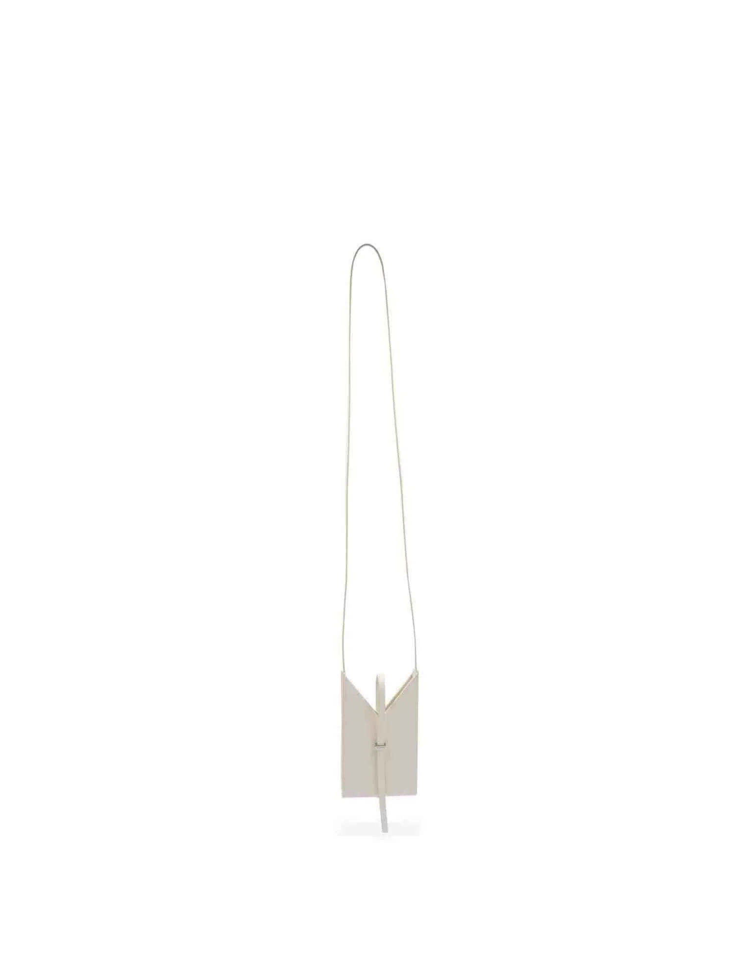 Cut Out Phone Pouch in Box Leather in Ivory - 1