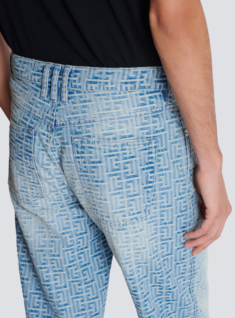 Monogrammed jacquard denim jeans 7