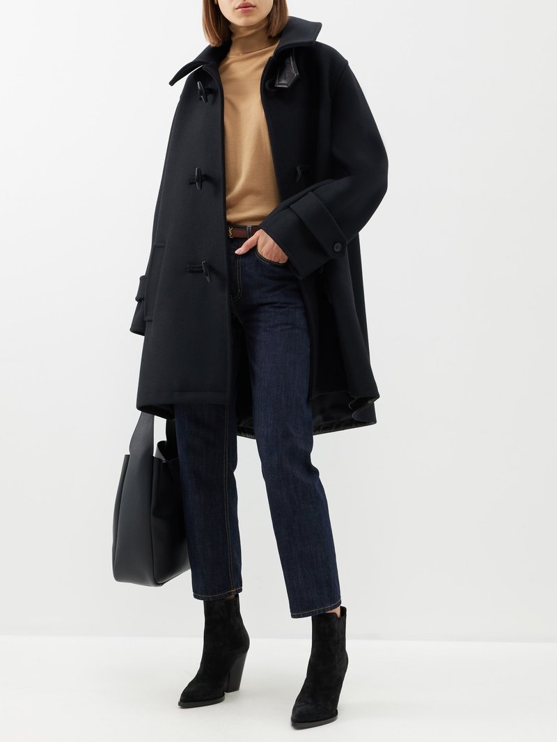 SAINT LAURENT Exaggerated-collar wool duffle coat | REVERSIBLE