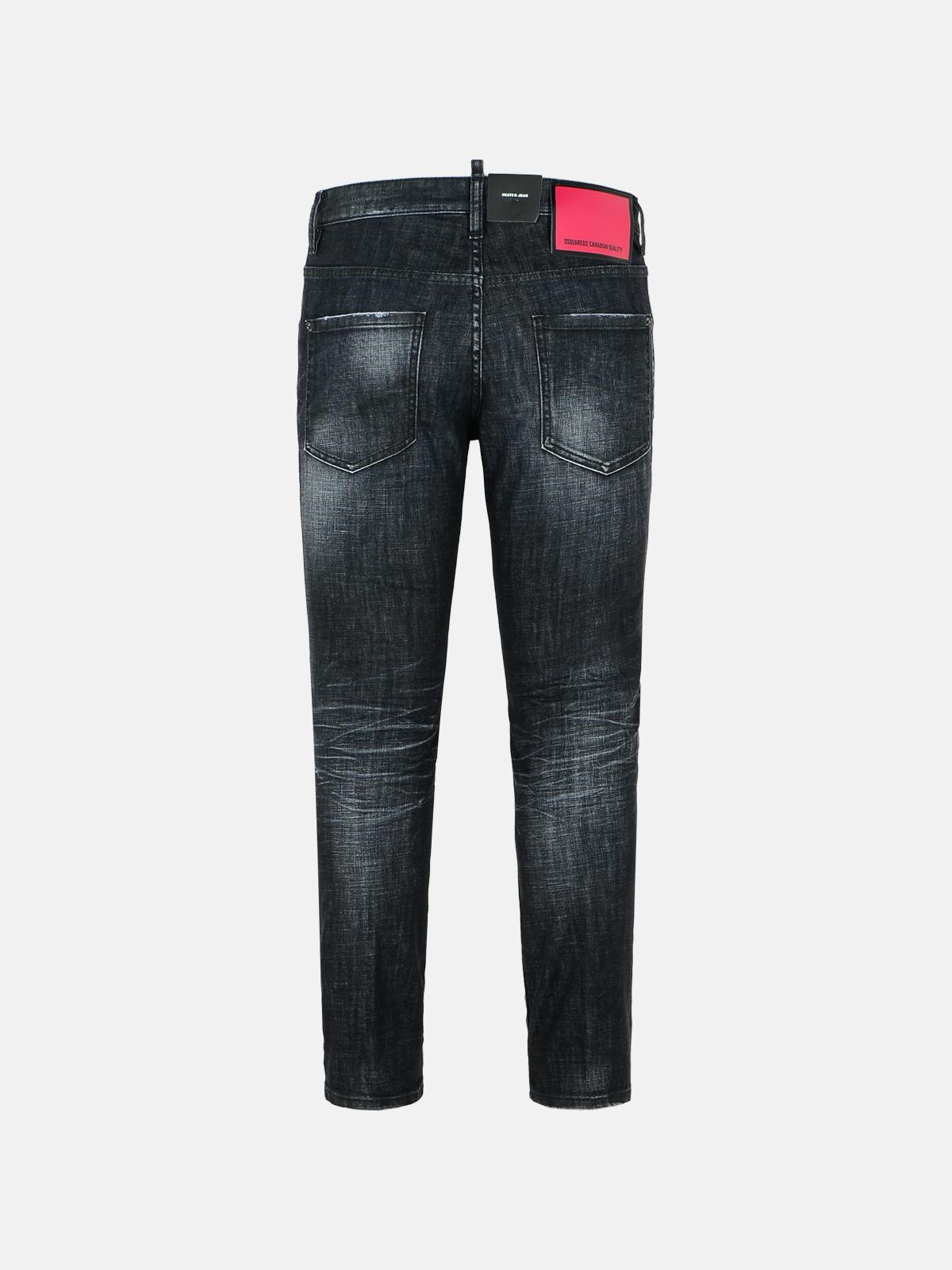 'SKATER WASHED' BLACK COTTON JEANS - 3