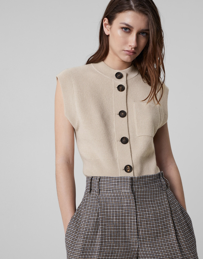 Sparkling linen houndstooth slouchy trousers with monili 3