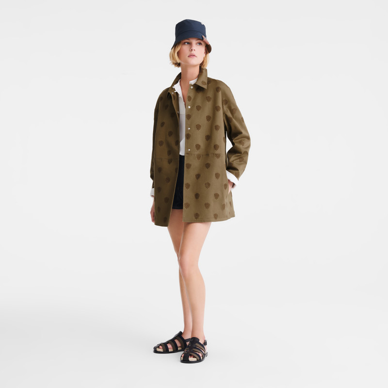 Longchamp Coat Artichoke - Embroidered gabardine outlook