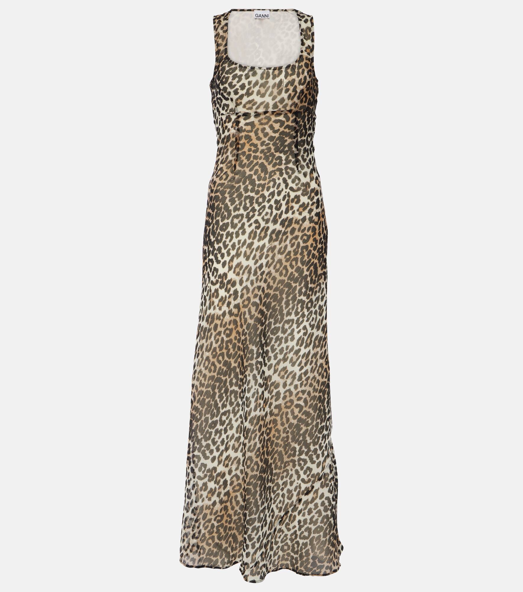 Leopard-print chiffon maxi dress - 1