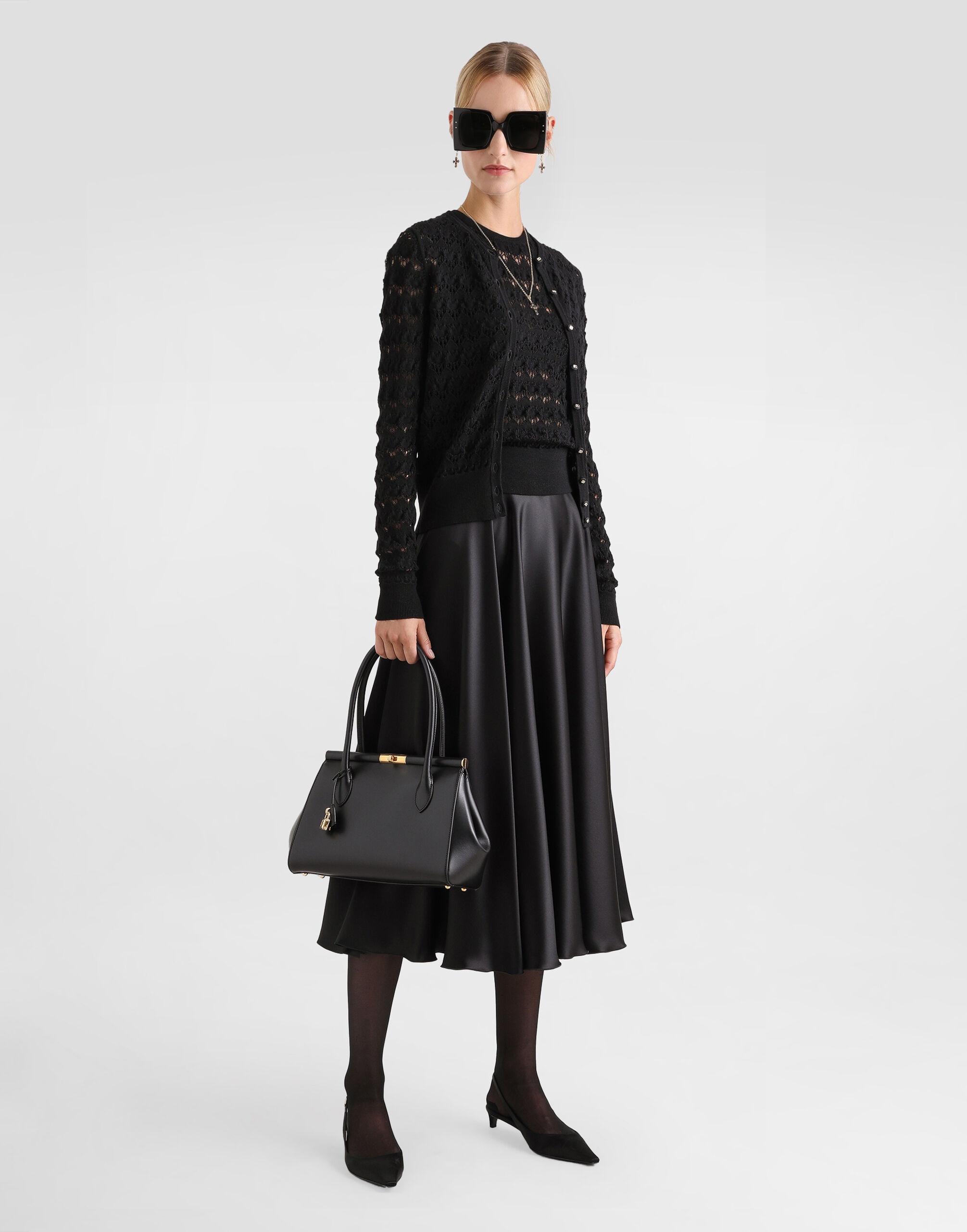 Silk satin calf-length circle skirt - 2