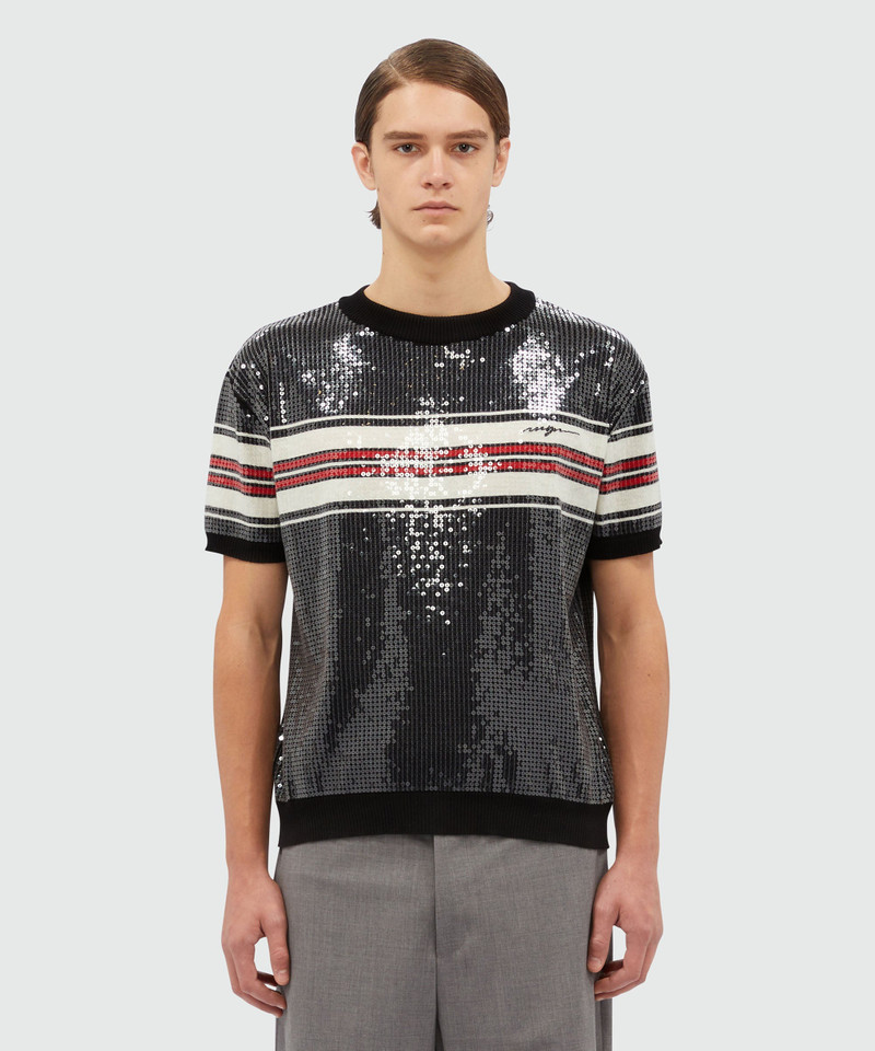 MSGM T-Shirt in wool and sequins outlook