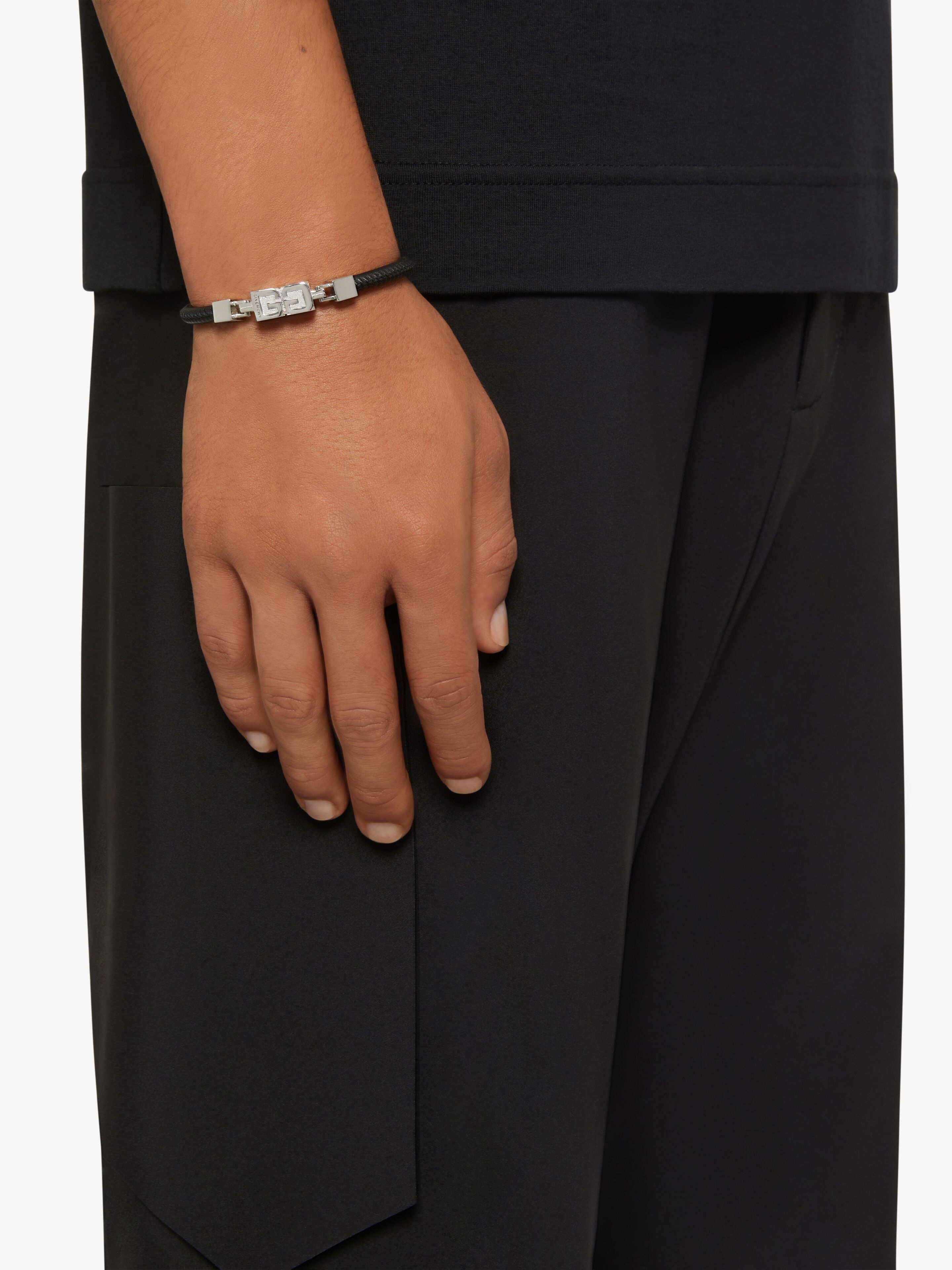 G CUBE BRACELET IN LEATHER AND METAL - 4