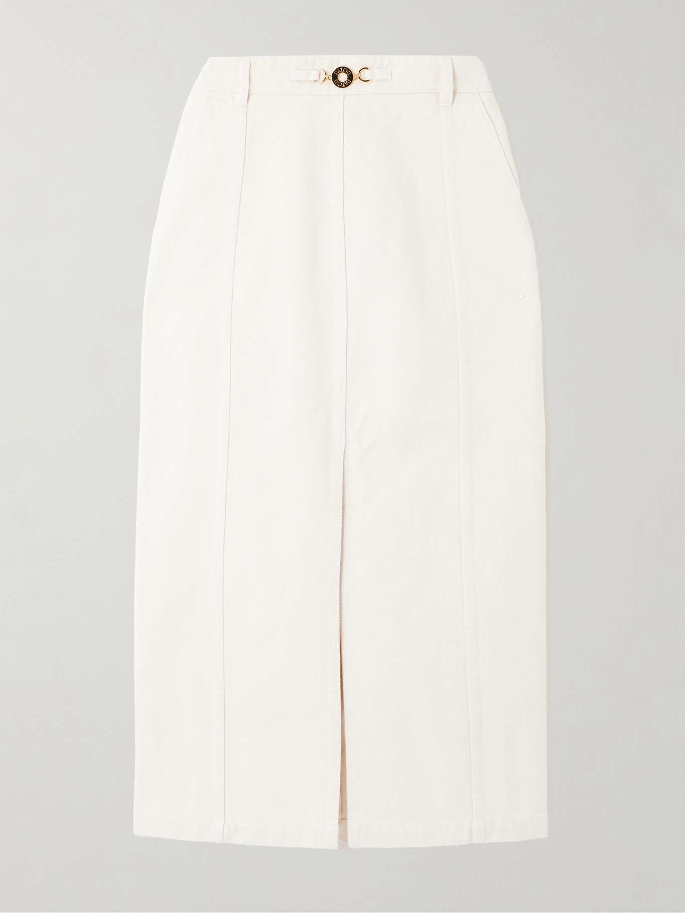 Embellished cotton-twill midi skirt - 1