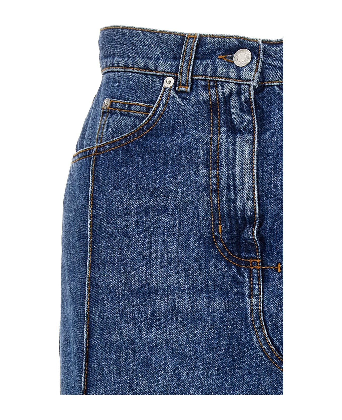 Pencil Denim Skirt With Cut-out - 3