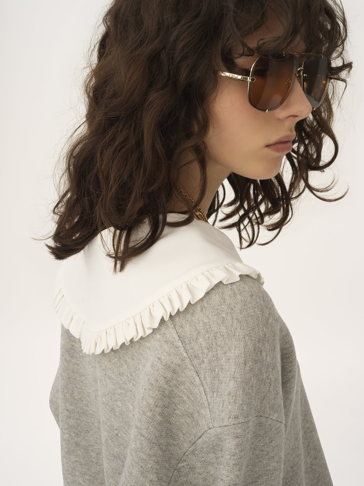 COLLAR SWEATER IN CHINÉ FLEECE - 7