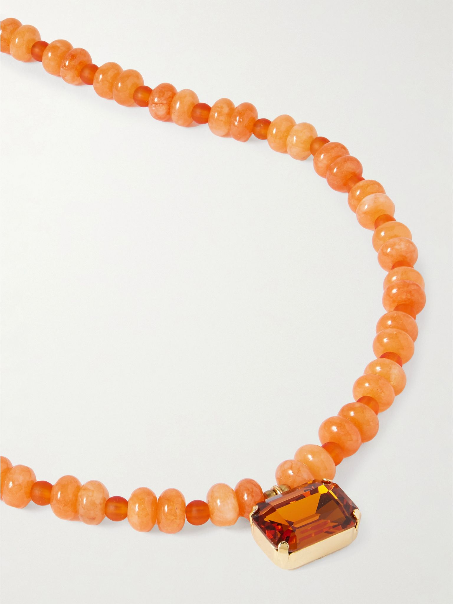 Salerno gold-plated, carnelian and crystal necklace Red - 4