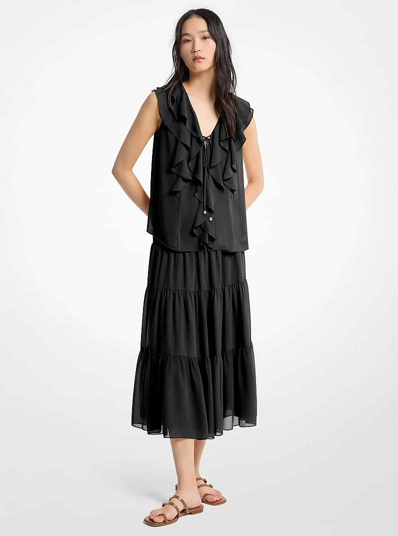 Ruffled Georgette Blouse - 1