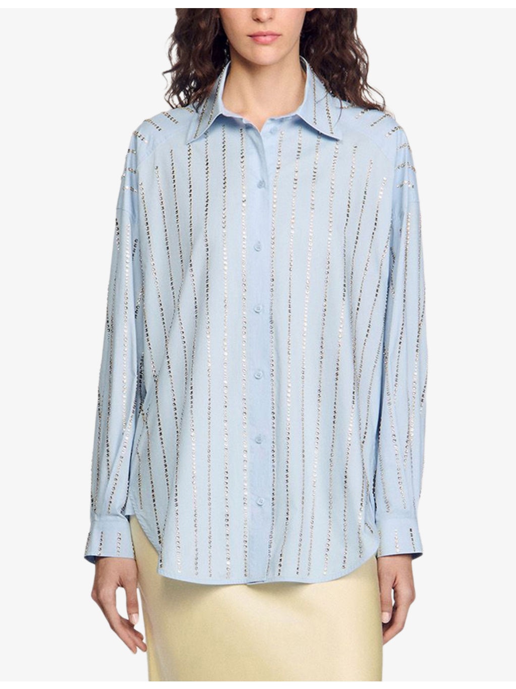 Embellished Tie-Front Cotton Shirt - 3