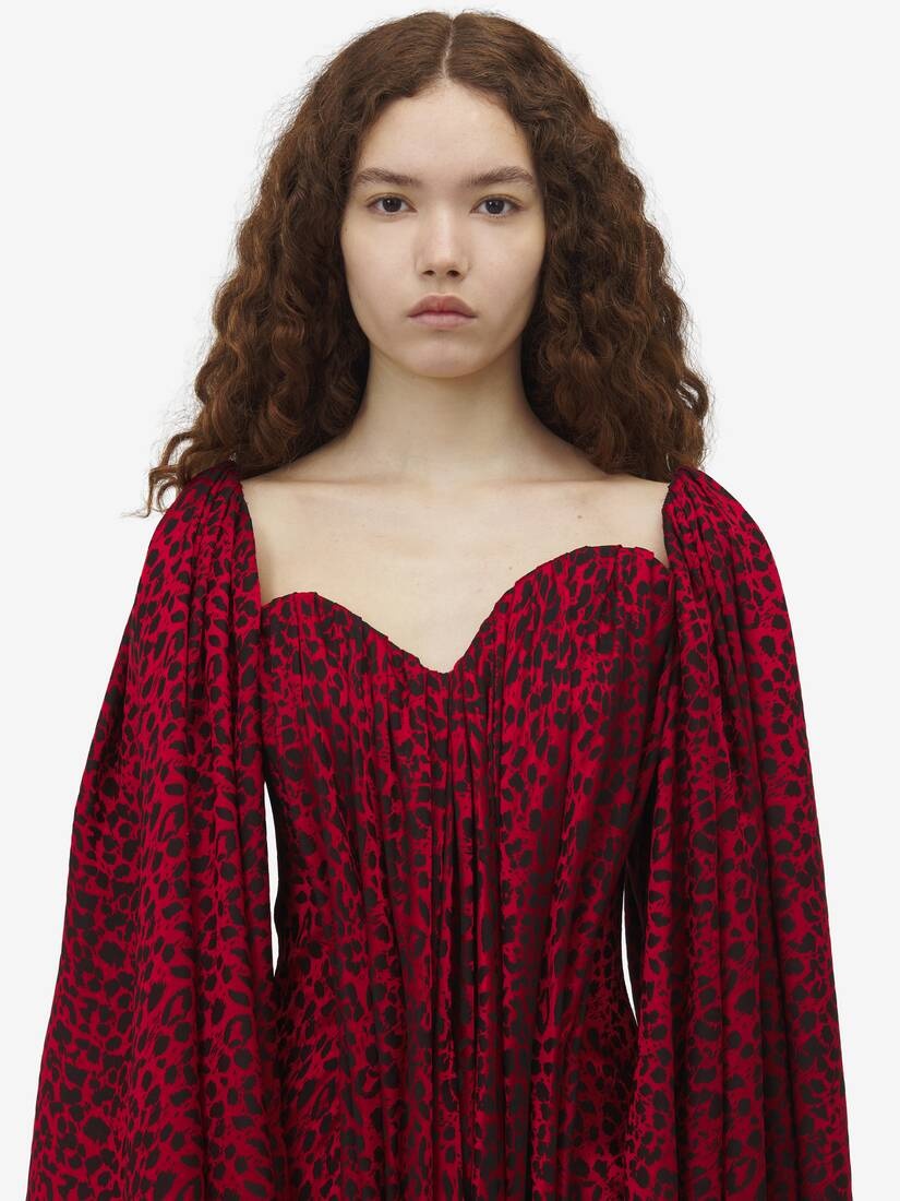 Leopard Jacquard Single-sleeve Dress - 5