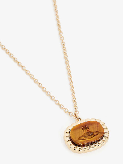 Vivienne Westwood Denver brass and tiger's eye pendant necklace outlook