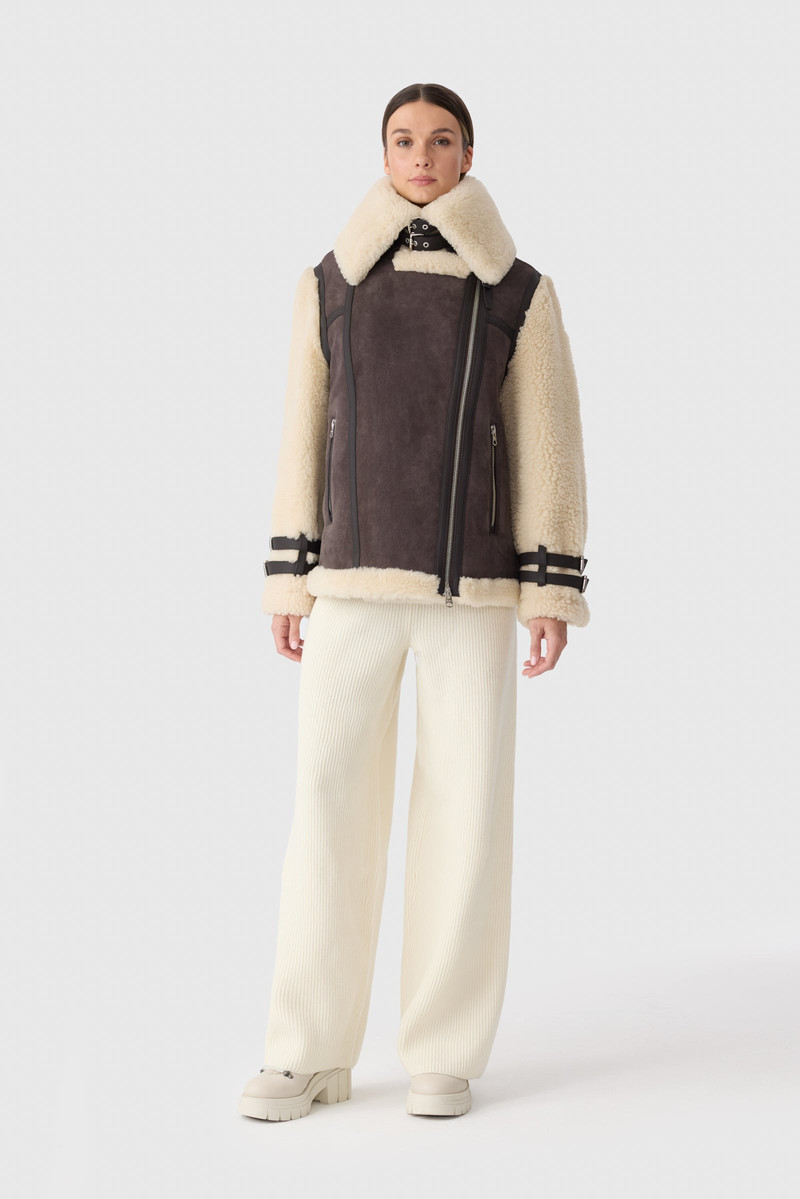 MACKAGE RHOSLYN Oversized Shearling Moto Jacket outlook