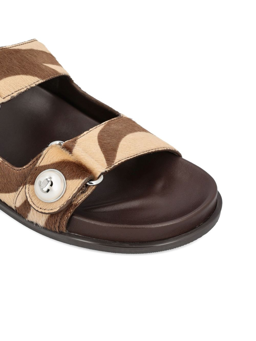 zebra-print button-detail sandals - 3