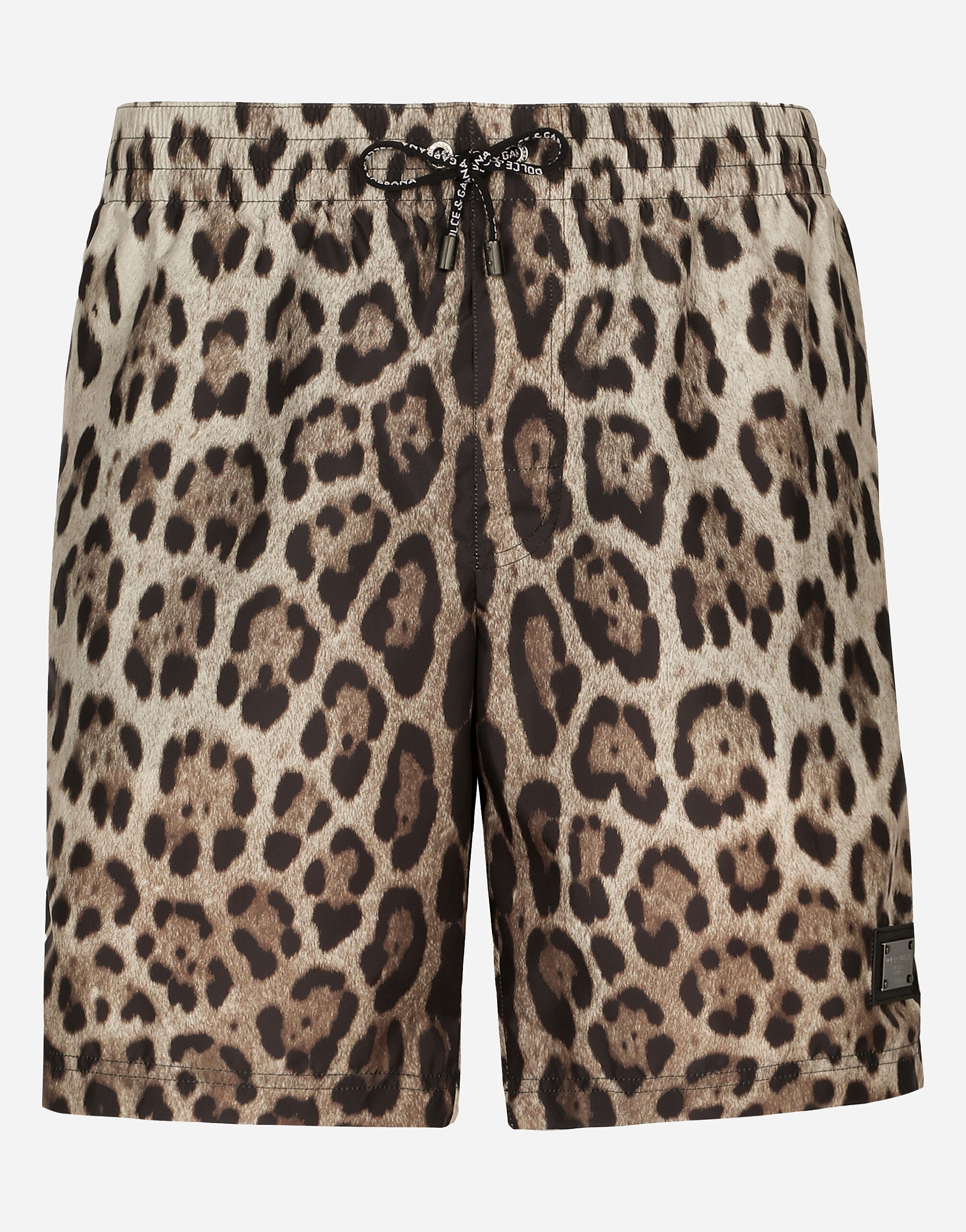 Mid-length swim trunks with leopard print - 1