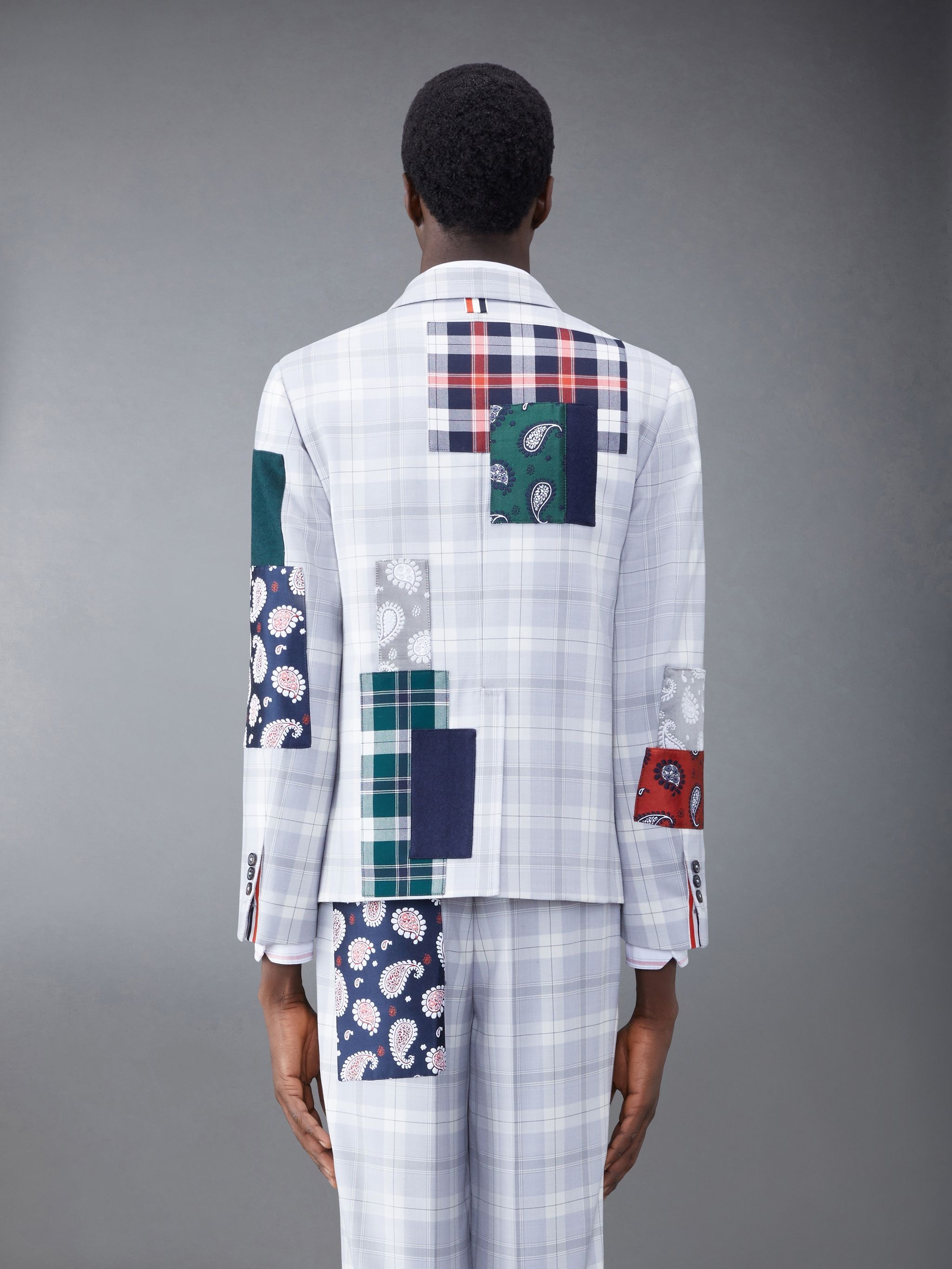 Tartan Twill Patchwork Sack Sport Coat - 2