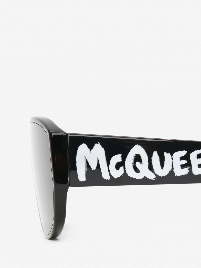 McQueen Graffiti Mask Sunglasses in Black - 4
